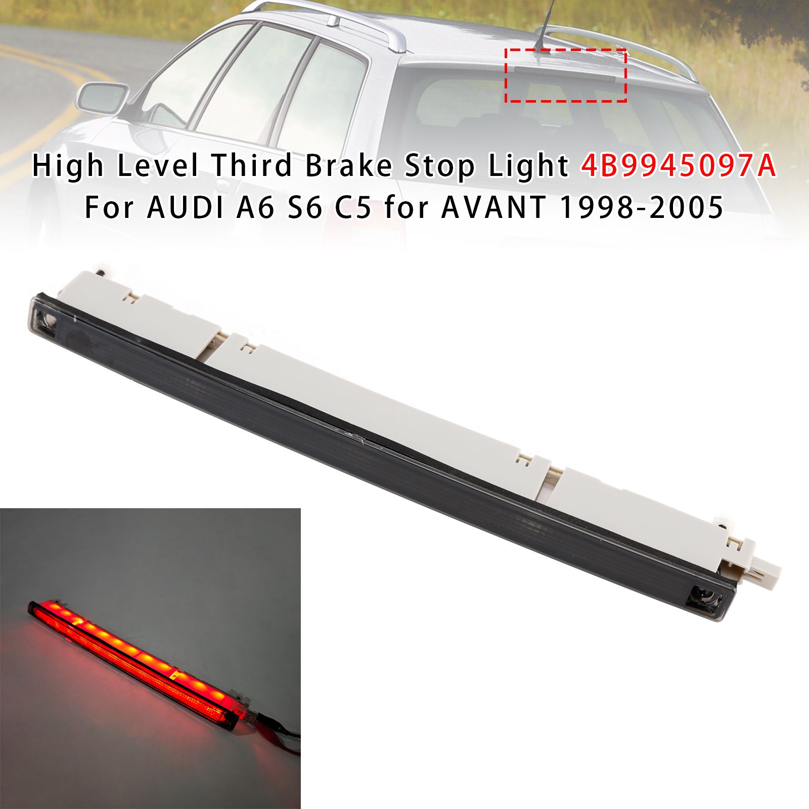1998-2005 Audi A6 Avant High Level Third Brake Stop Light 4B9945097A Generic 1998-2005 Audi A6 Avant High Level Third Brake Stop Light 4B9945097A Generic