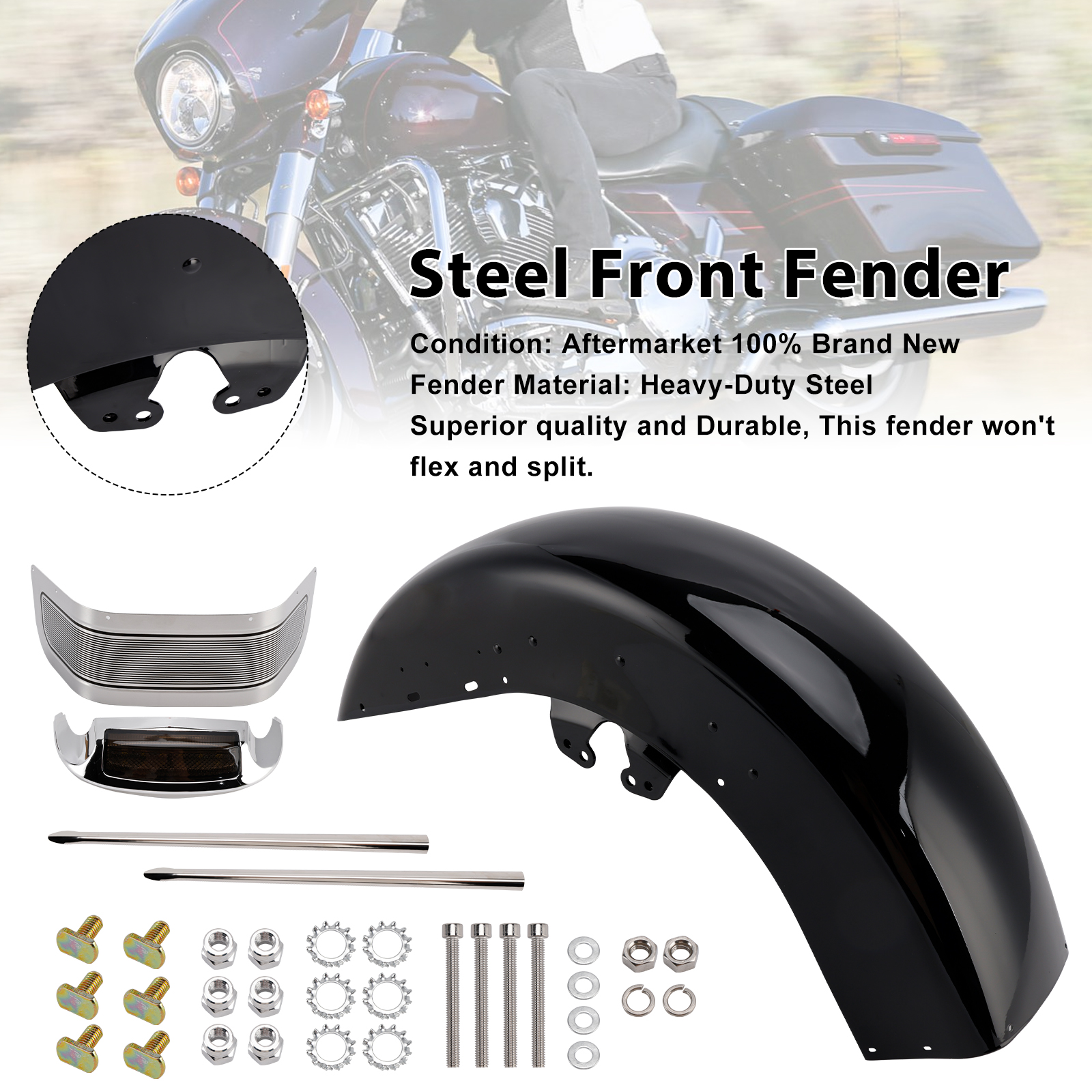 2014- later Harley-Davidson Road King Steel Front Fender Smoke Generic 2014- later Harley-Davidson Road King Steel Front Fender Smoke Generic