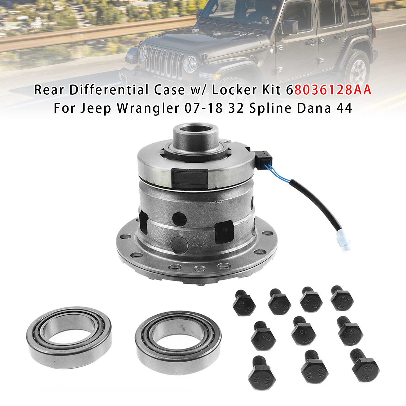 2007-2011 Jeep Wrangler V6 3.8L Rear with Dana 44 Axle Rear Differential Case w/ Locker Kit 68036128AA Generic 2007-2011 Jeep Wrangler V6 3.8L Rear with Dana 44 Axle Rear Differential Case w/ Locker Kit 68036128AA Generic