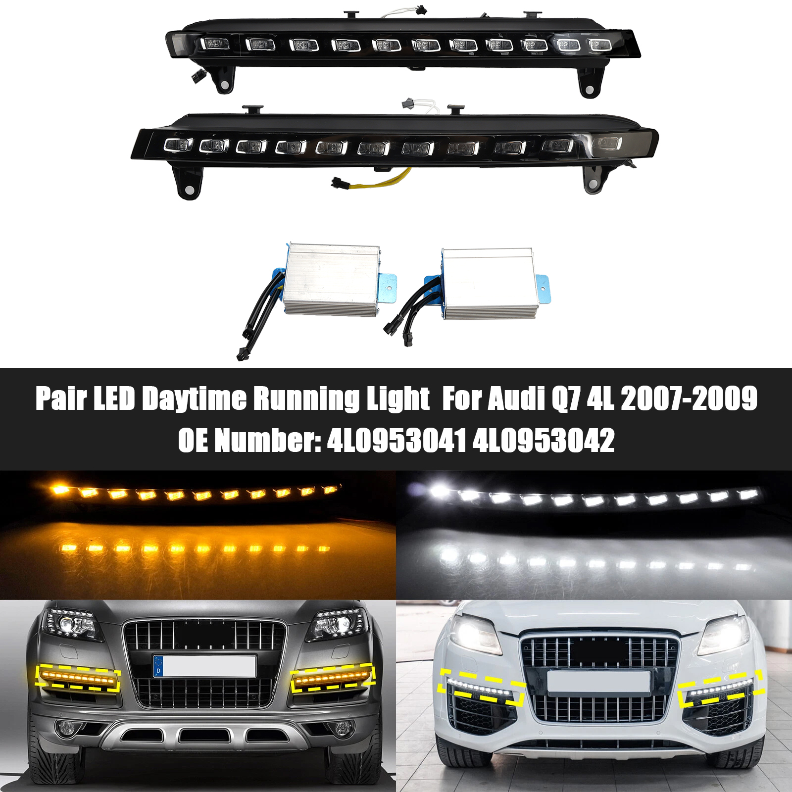 2007-2009 Audi Q7 2x LED Daytime Running Light 4L0953041 4L0953042 Generic