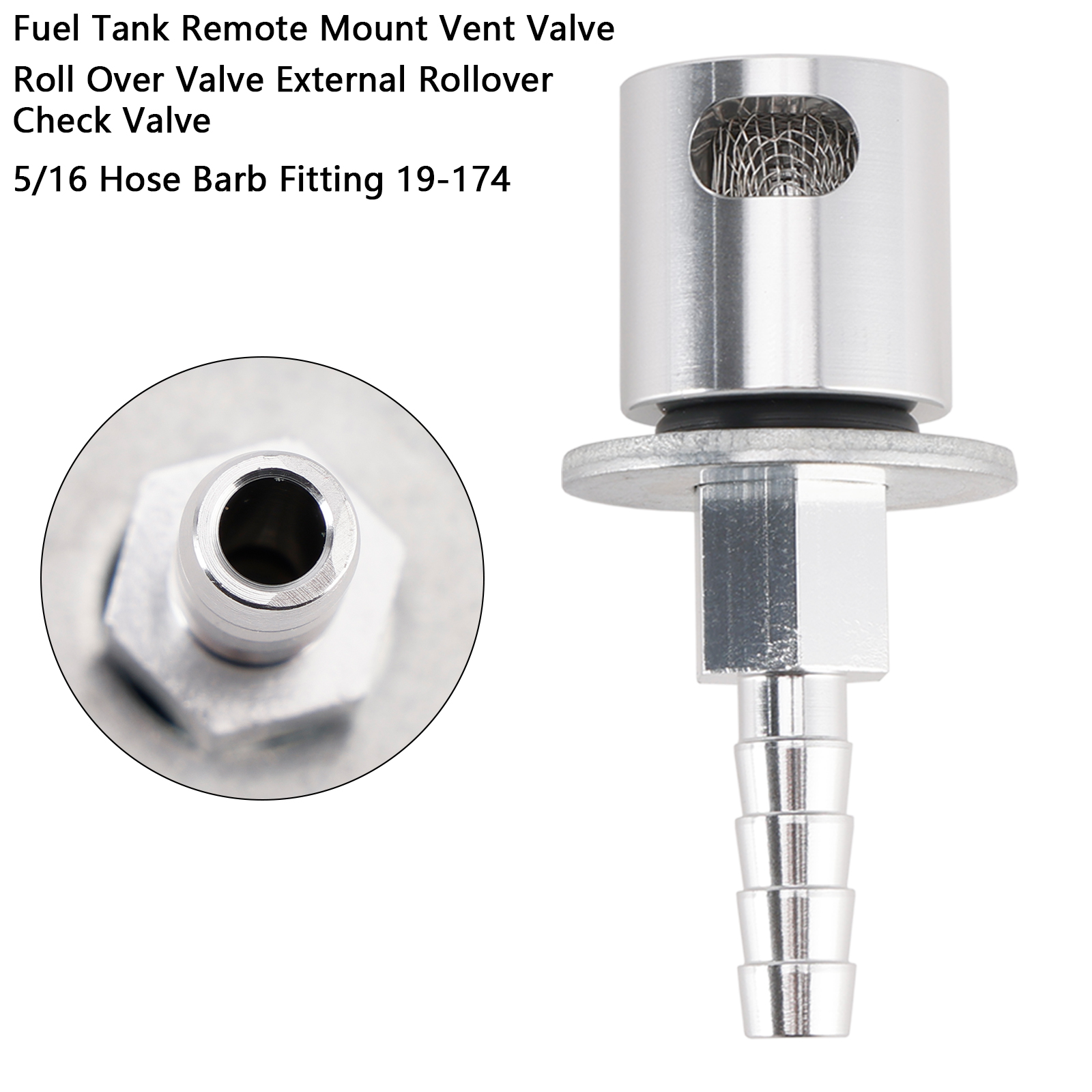 Fuel Tank Vent External Rollover Check Valve 5/16 Hose Barb Fitting 19-174 Fuel Tank Vent External Rollover Check Valve 5/16 Hose Barb Fitting 19-174