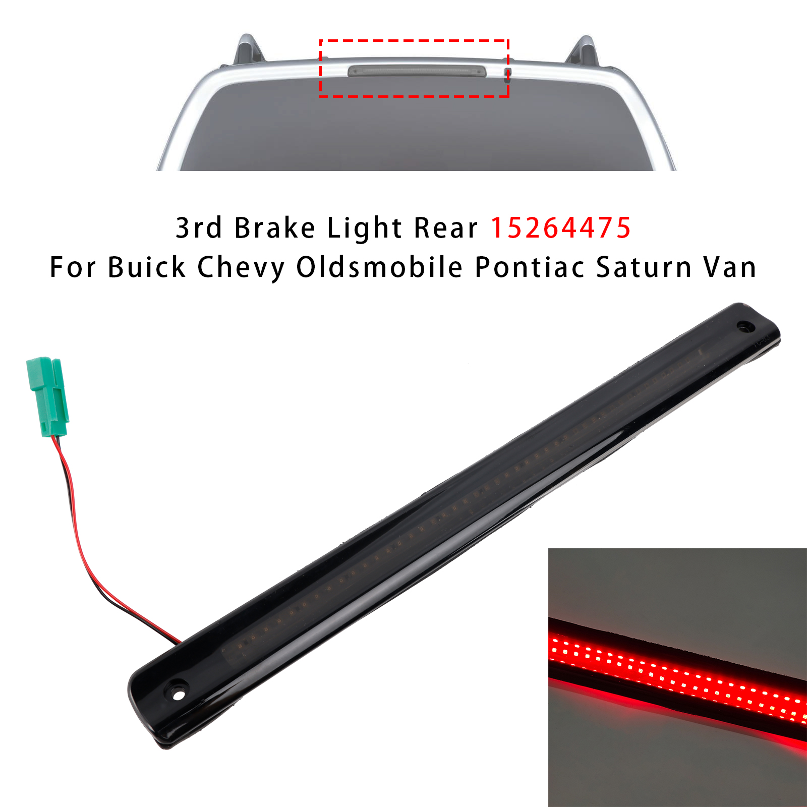 1997-2004 Oldsmobile Silhouette 3rd Brake Light Rear 15264475 Black and Red Generic 1997-2004 Oldsmobile Silhouette 3rd Brake Light Rear 15264475 Black and Red Generic