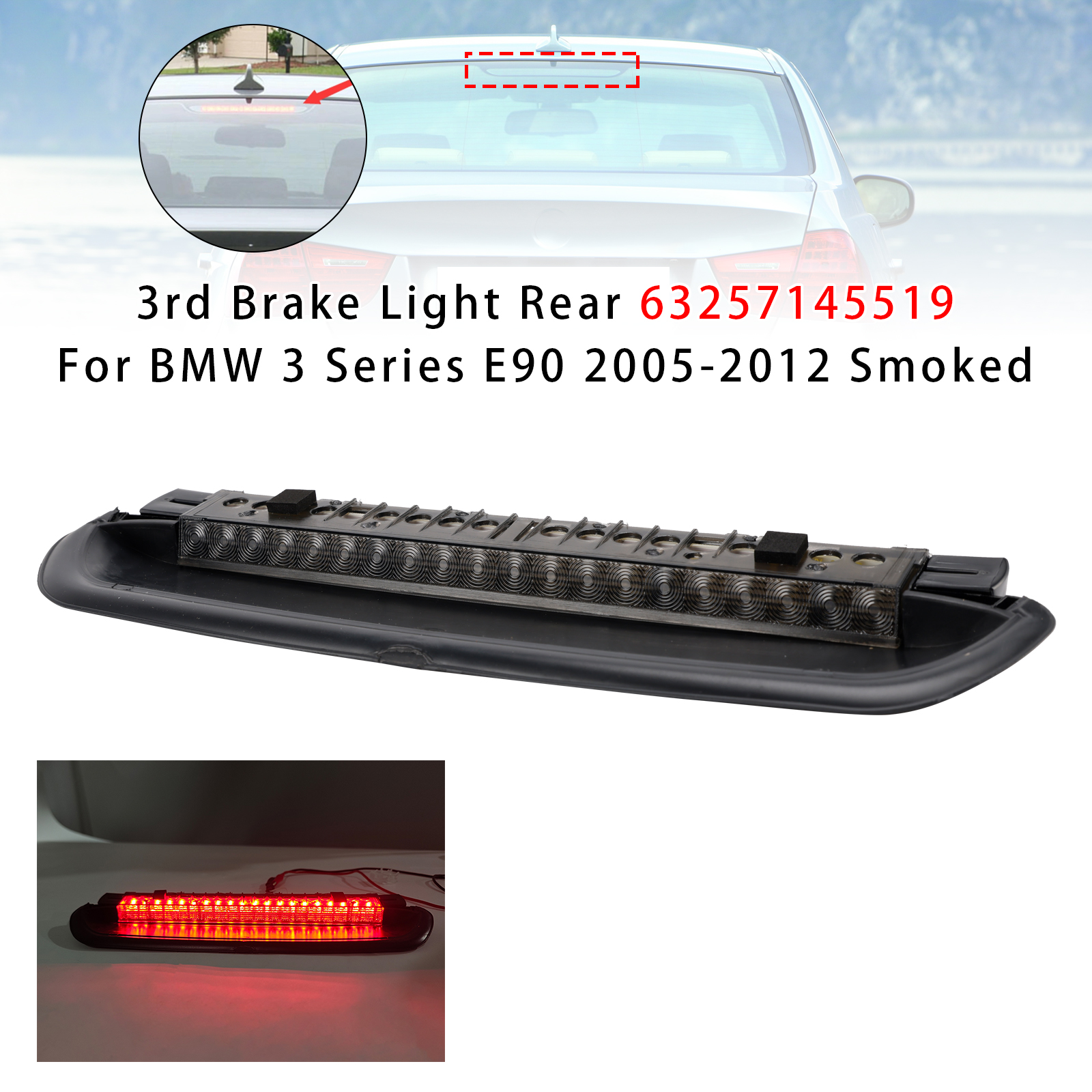 2006-2013 BMW 3 Series Coupe E92 3rd Brake Light Rear 63257145519 Smoked Generic 2006-2013 BMW 3 Series Coupe E92 3rd Brake Light Rear 63257145519 Smoked Generic