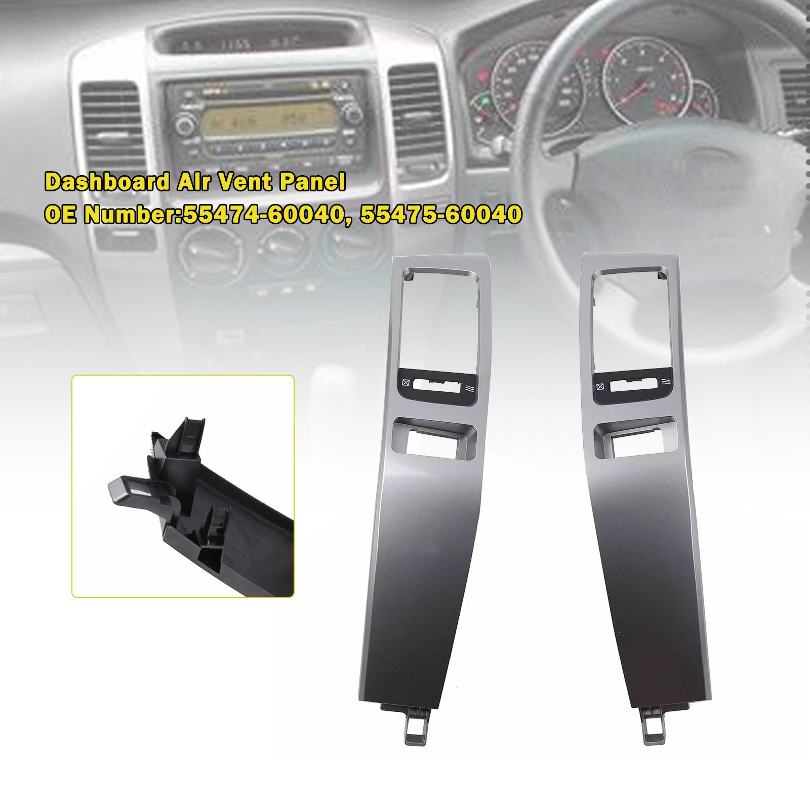 2003-2009 Lexus GX470 2x Dashboard Air Vent Panel Silver Generic 2003-2009 Lexus GX470 2x Dashboard Air Vent Panel Silver Generic