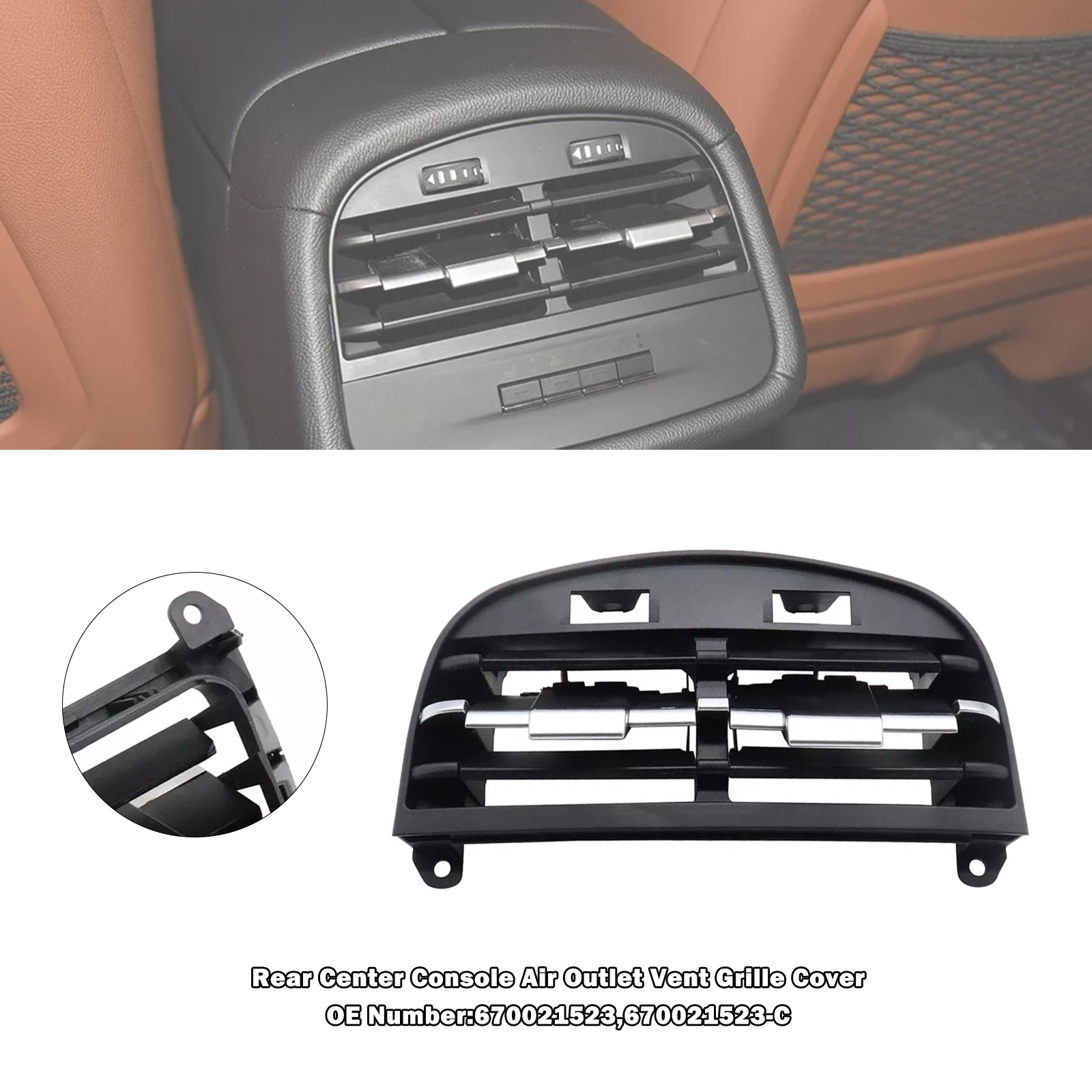 2014-2020 Maserati Ghibli 3.0L Rear Center Console Air Outlet Vent Grille Cover Black Generic 2014-2020 Maserati Ghibli 3.0L Rear Center Console Air Outlet Vent Grille Cover Black Generic