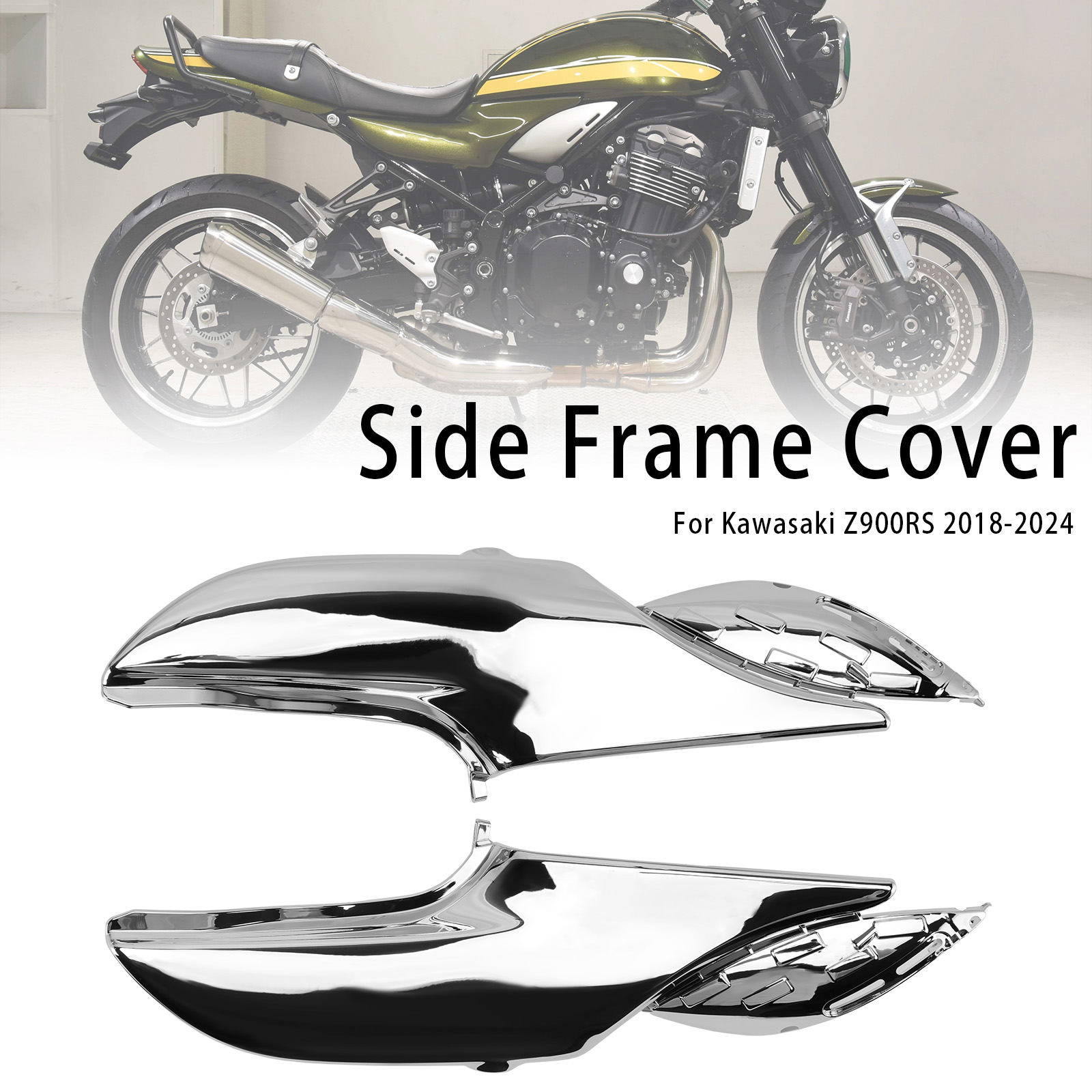 2018-2024 Kawasaki Z900RS Side Frame Cover Chrome Generic 2018-2024 Kawasaki Z900RS Side Frame Cover Chrome Generic