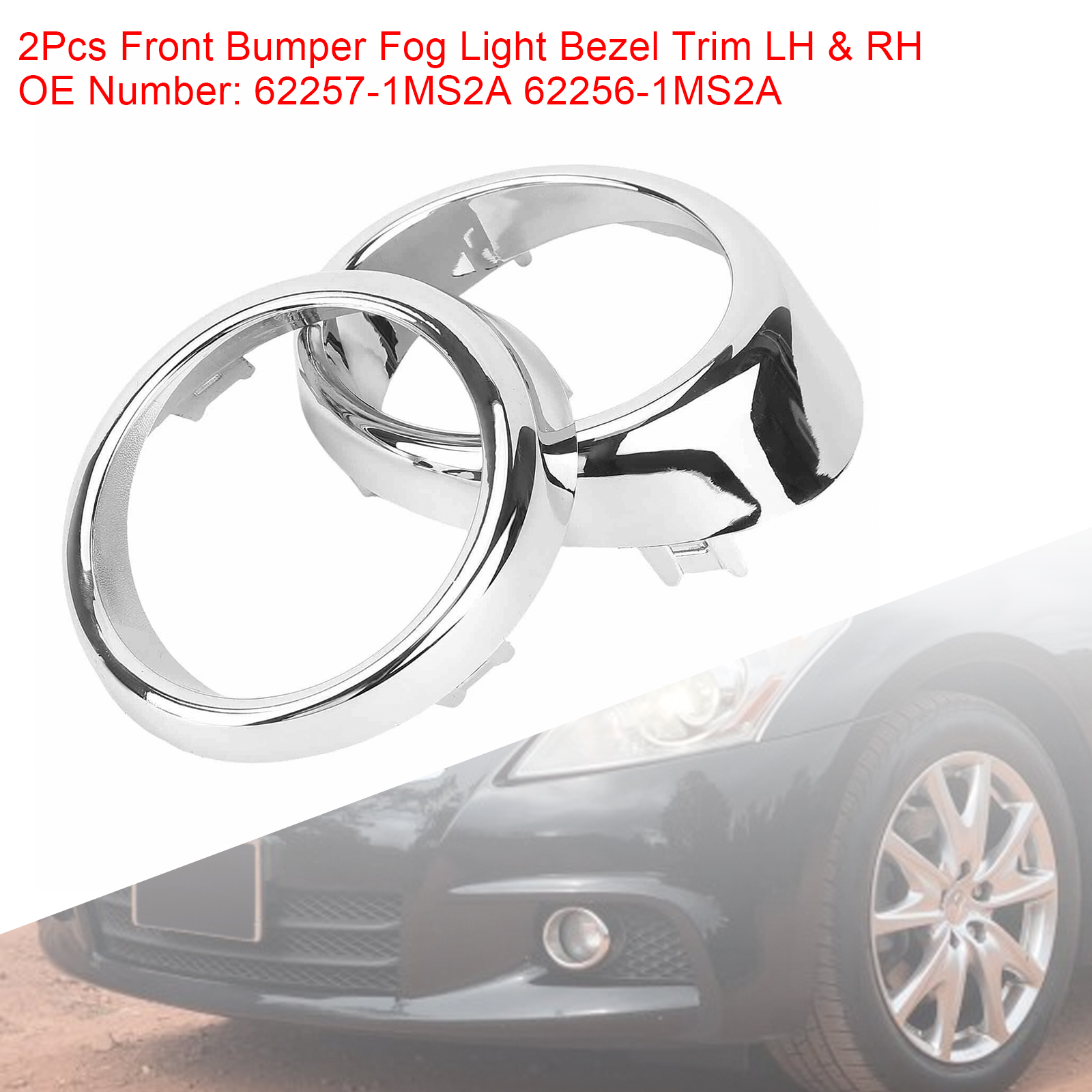 2014 Infiniti Q70 Fog Light Lamp Bezel Cover Left+Right Side 62256-1MS2A Generic