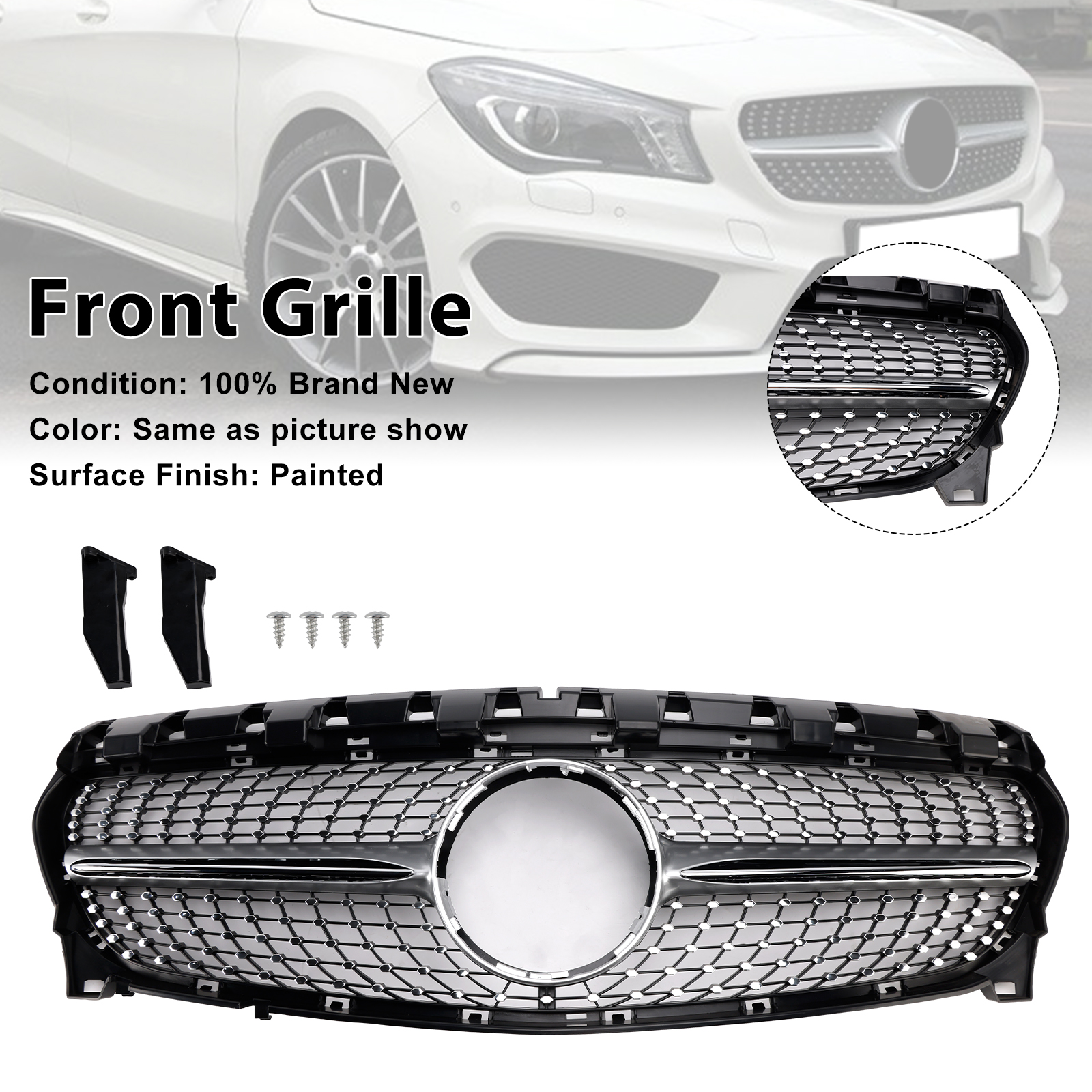 2013-2019 Mercedes-Benz CLA-Class W117 CLA250 Diamond Front Grille without logo Generic