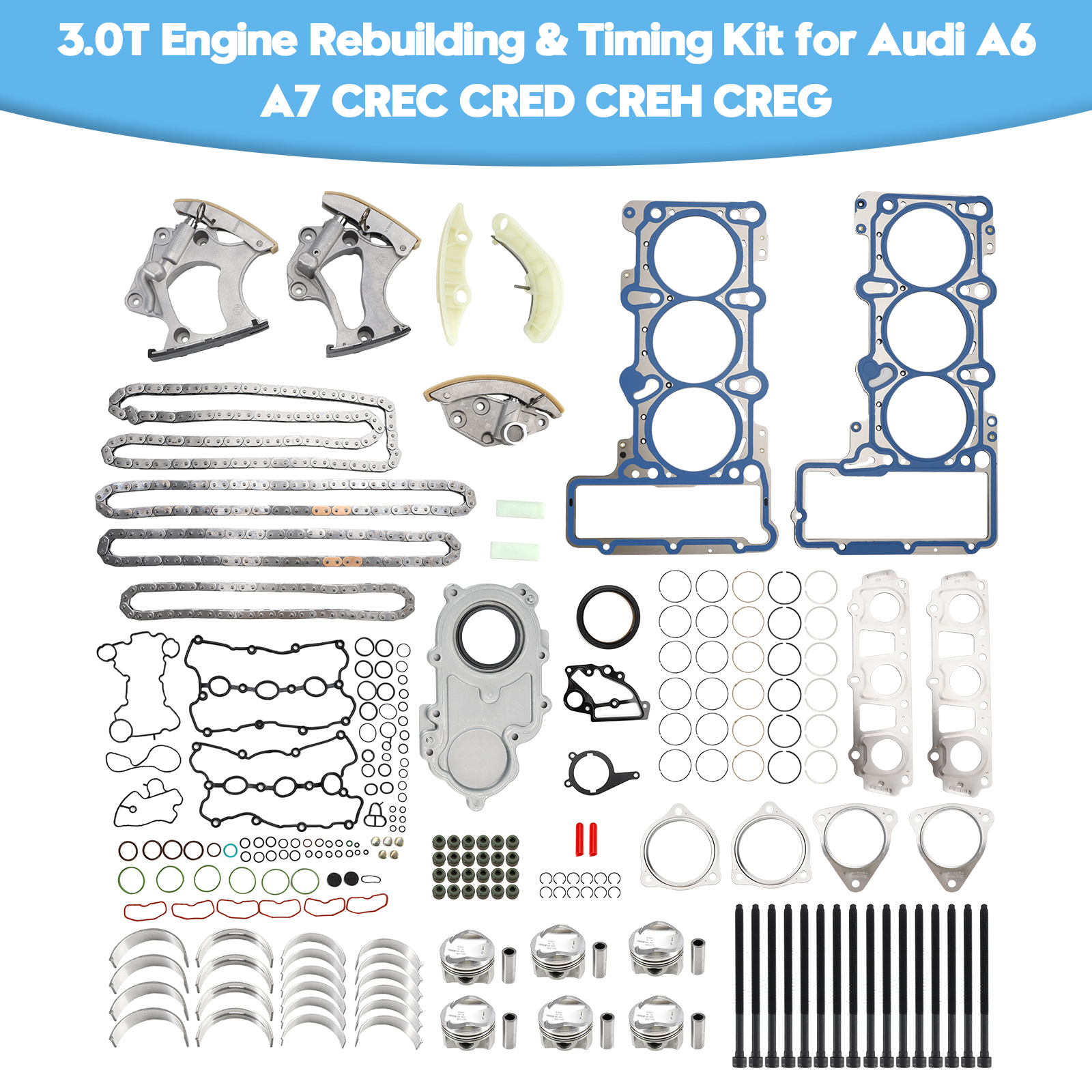 3.0T Engine Rebuilding & Timing Kit for Audi A6 A7 CREC CRED CREH CREG 3.0T Engine Rebuilding & Timing Kit for Audi A6 A7 CREC CRED CREH CREG