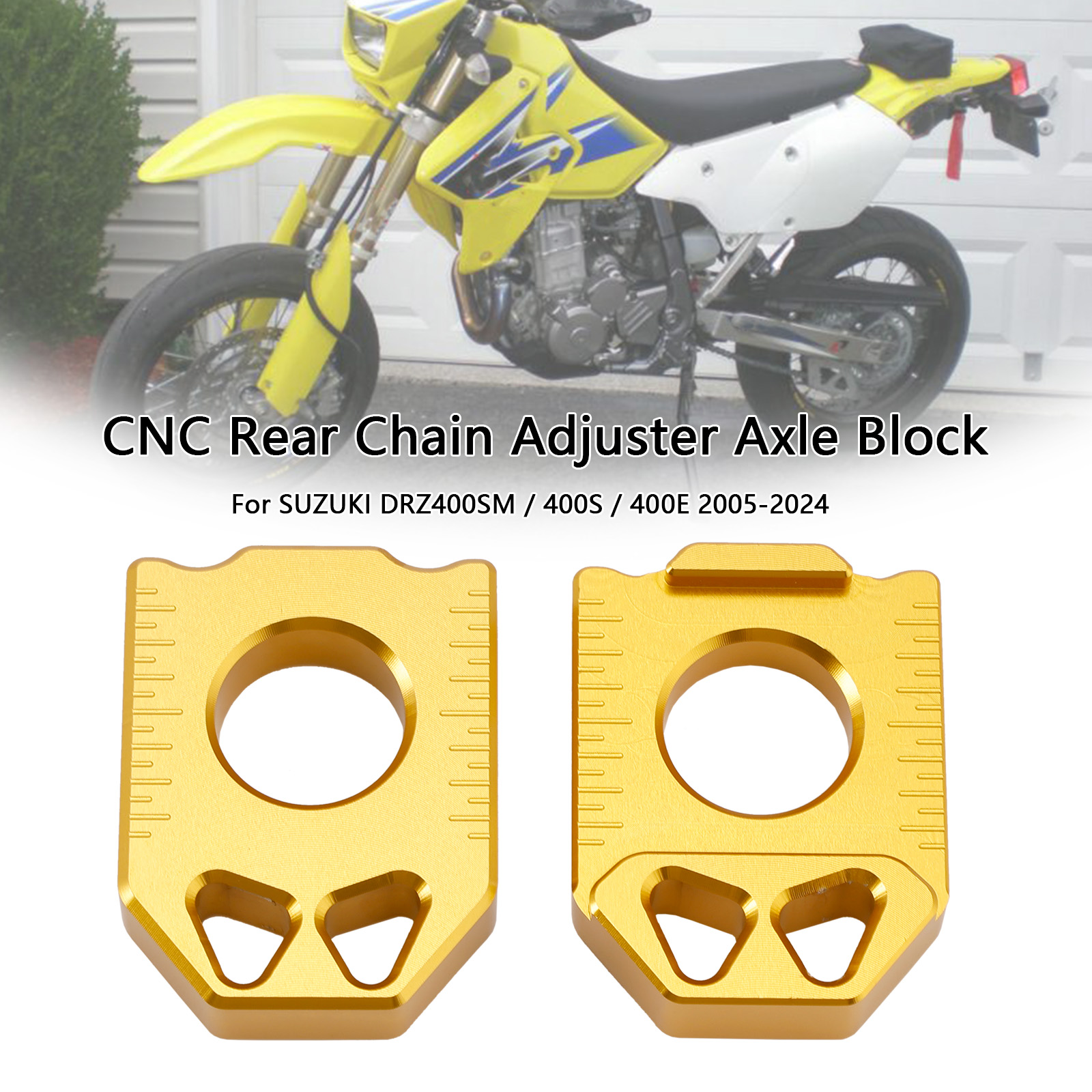 2005-2024 SUZUKI DRZ400SM/ 400S/ 400E CNC Rear Chain Adjuster Axle Block COL Generic