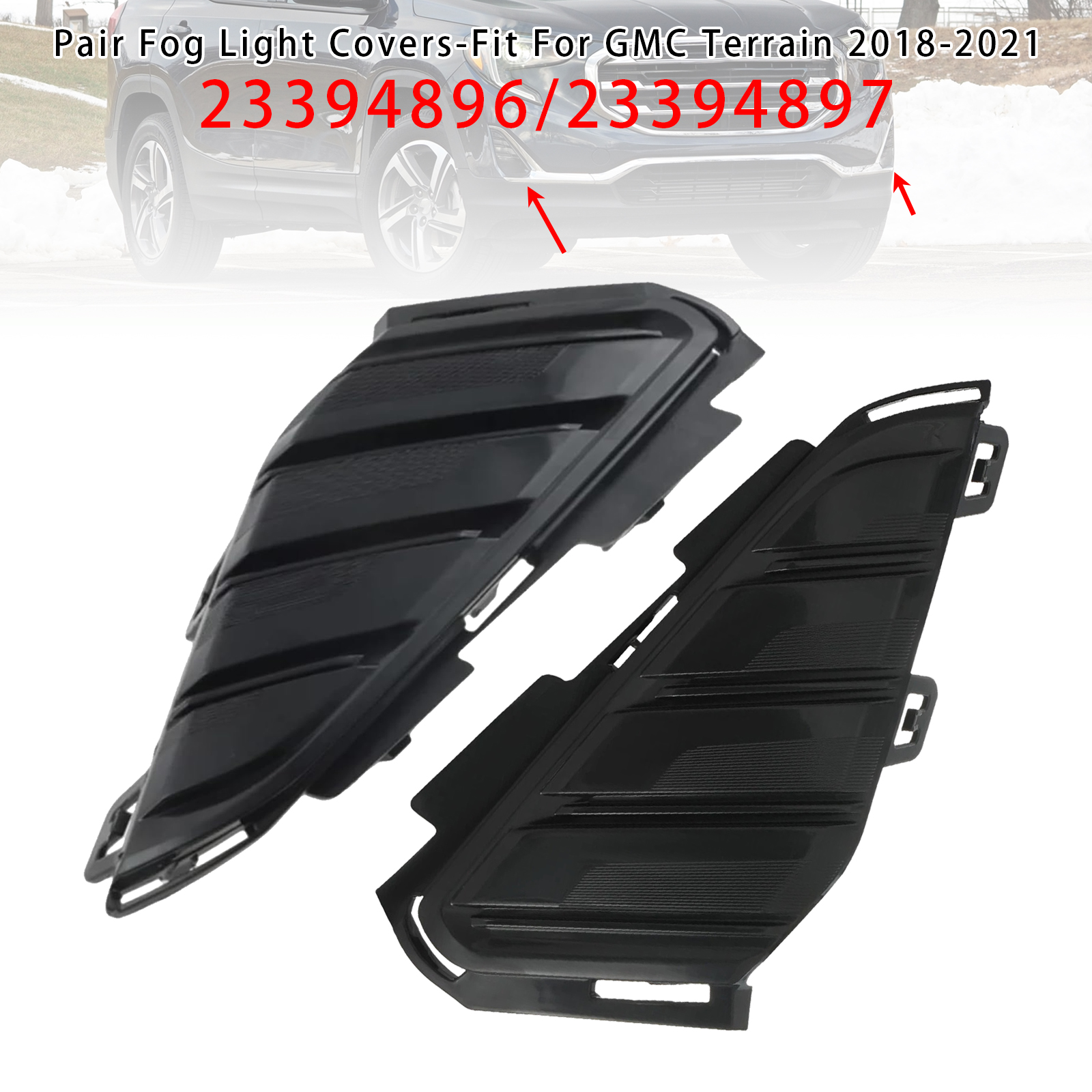2018-2021 GMC Terrain Pair Fog Light Covers Black Generic 2018-2021 GMC Terrain Pair Fog Light Covers Black Generic