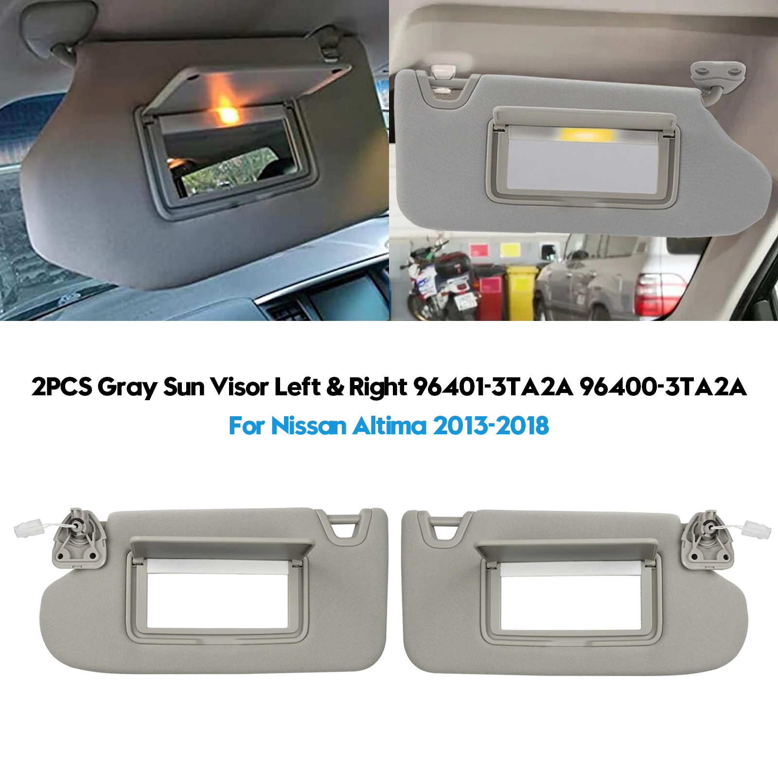 2013-2018 NISSAN Altima 2PCS Gray Sun Visor Left & Right 96401-3TA2A 96400-3TA2A Generic 2013-2018 NISSAN Altima 2PCS Gray Sun Visor Left & Right 96401-3TA2A 96400-3TA2A Generic