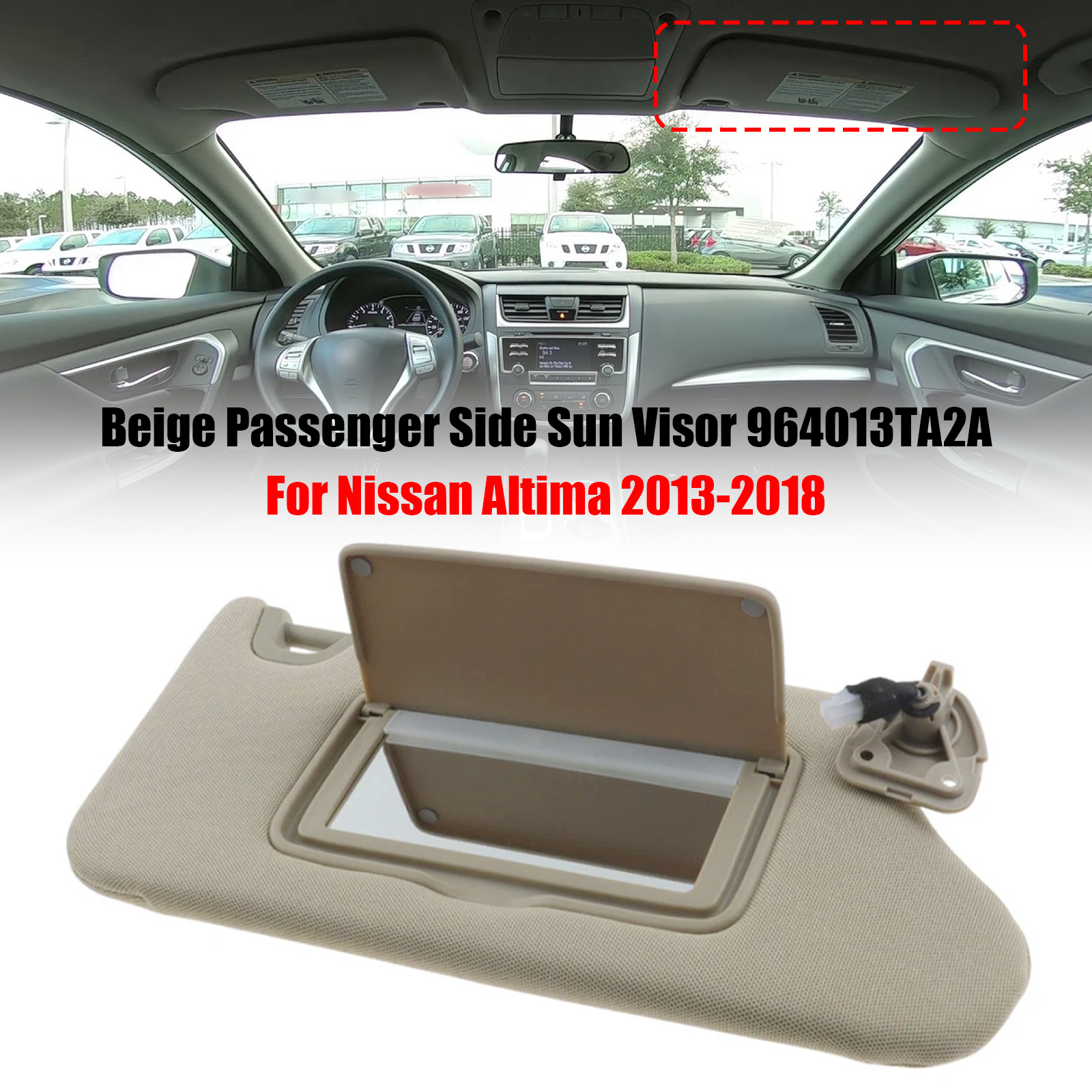 2013-2018 NISSAN Altima Beige Right Side Sun Visor 964003TA2A Generic 2013-2018 NISSAN Altima Beige Right Side Sun Visor 964003TA2A Generic