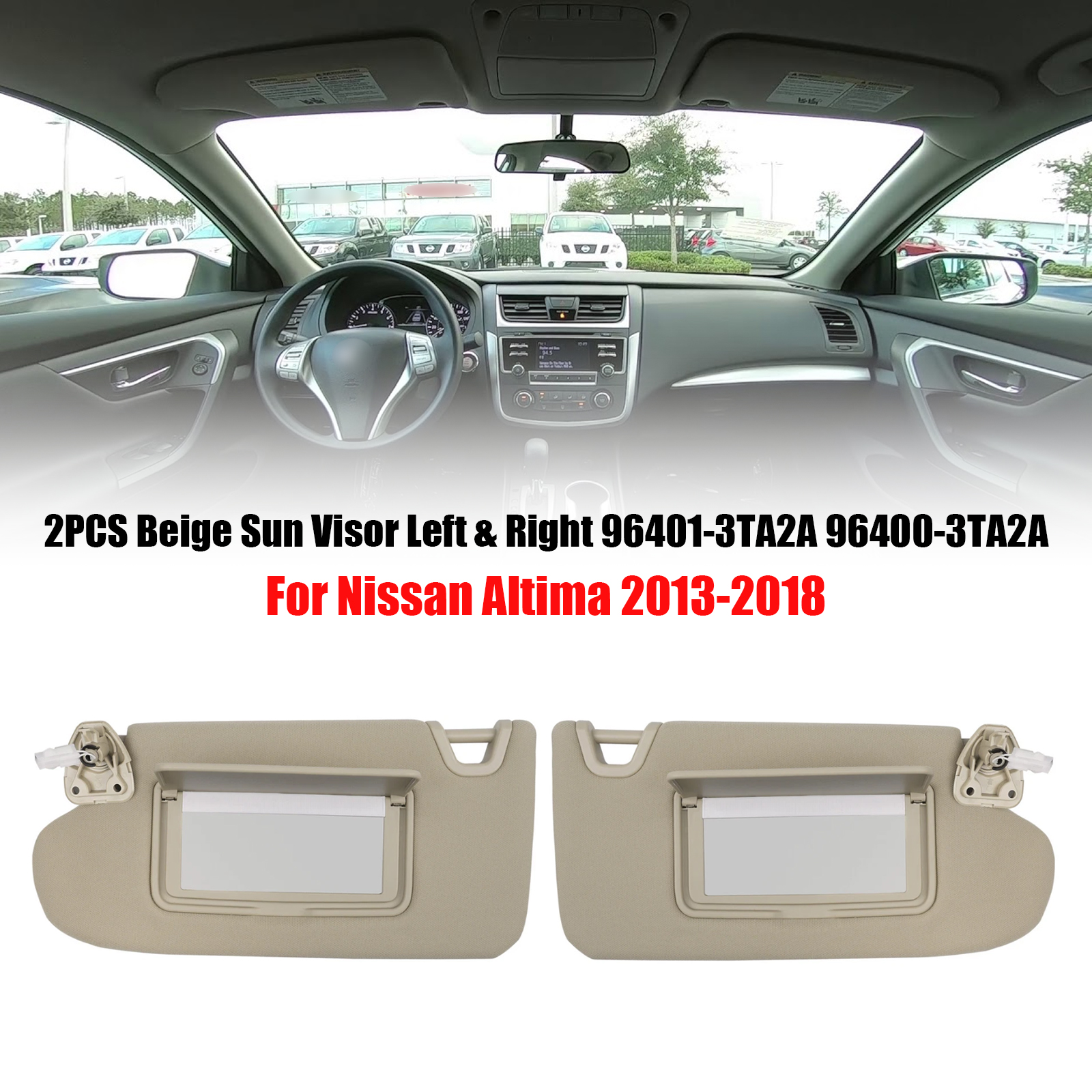 2013-2018 NISSAN Altima 2PCS Beige Sun Visor Left & Right 96401-3TA2A 96400-3TA2A Generic