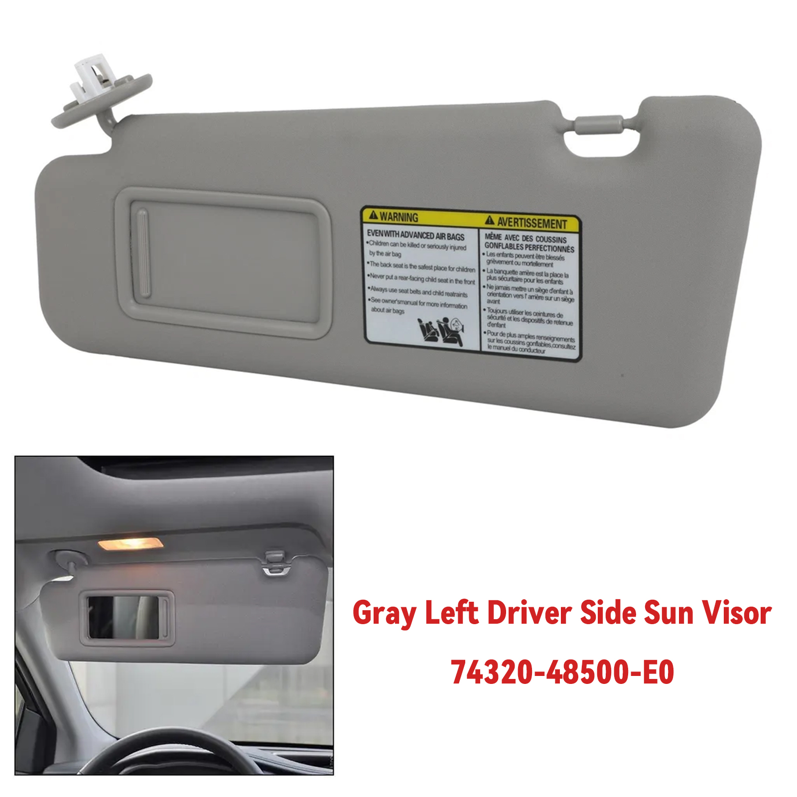 2008-2013 Toyota Highlander Driver Side Sun Visor 74320-48500-E0 Gray Generic 2008-2013 Toyota Highlander Driver Side Sun Visor 74320-48500-E0 Gray Generic