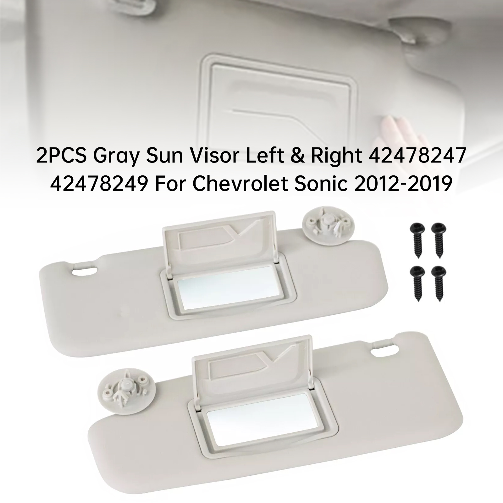 2011-2022 CHEVROLET Spark 2PCS Gray Sun Visor Left & Right 42478247 42478249 Generic