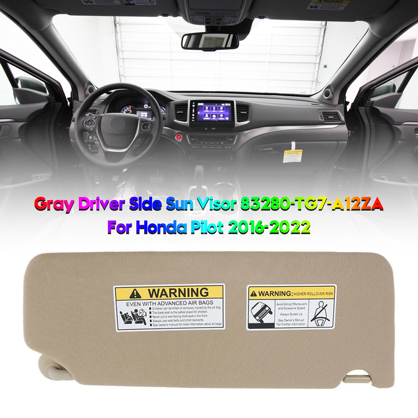 2019-2022 HONDA Passport Gray Driver Side Sun Visor 83280-TG7-A12ZA Generic 2019-2022 HONDA Passport Gray Driver Side Sun Visor 83280-TG7-A12ZA Generic