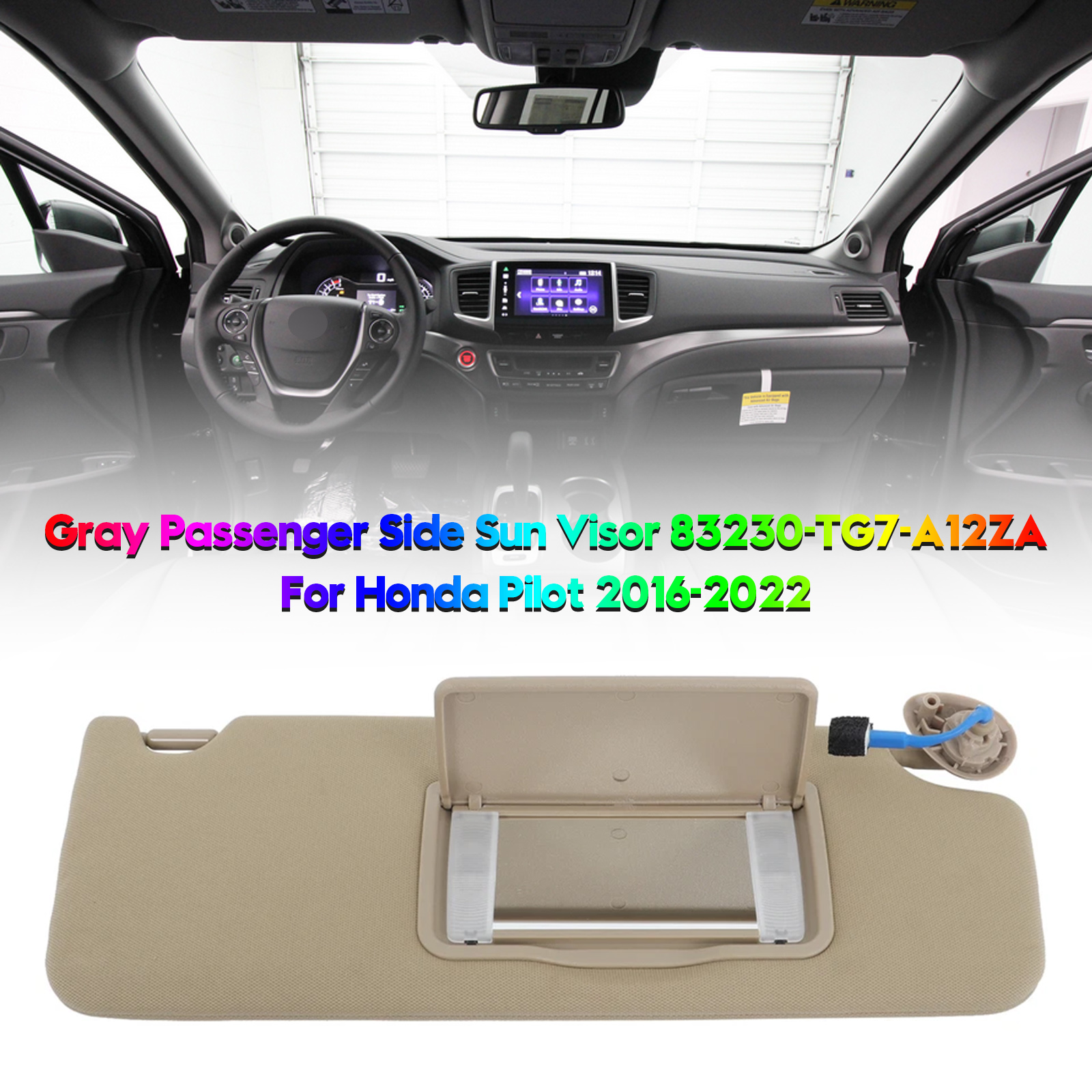 2019-2022 HONDA Passport Gray Right Side Sun Visor 83280-TG7-A12ZA Generic