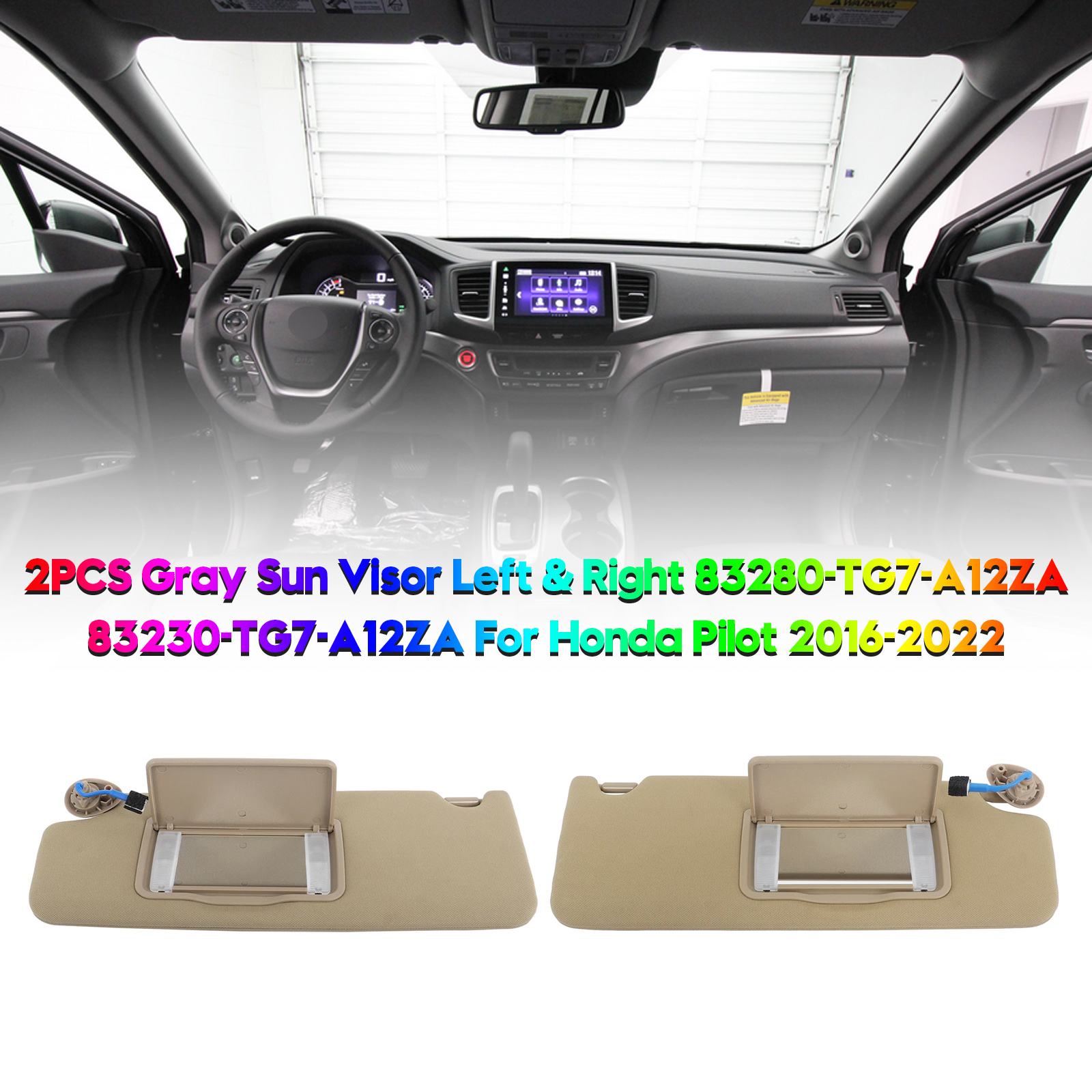 2017-2023 HONDA Ridgeline Gray Left+Right Side Sun Visor 83280-TG7-A12ZA Generic