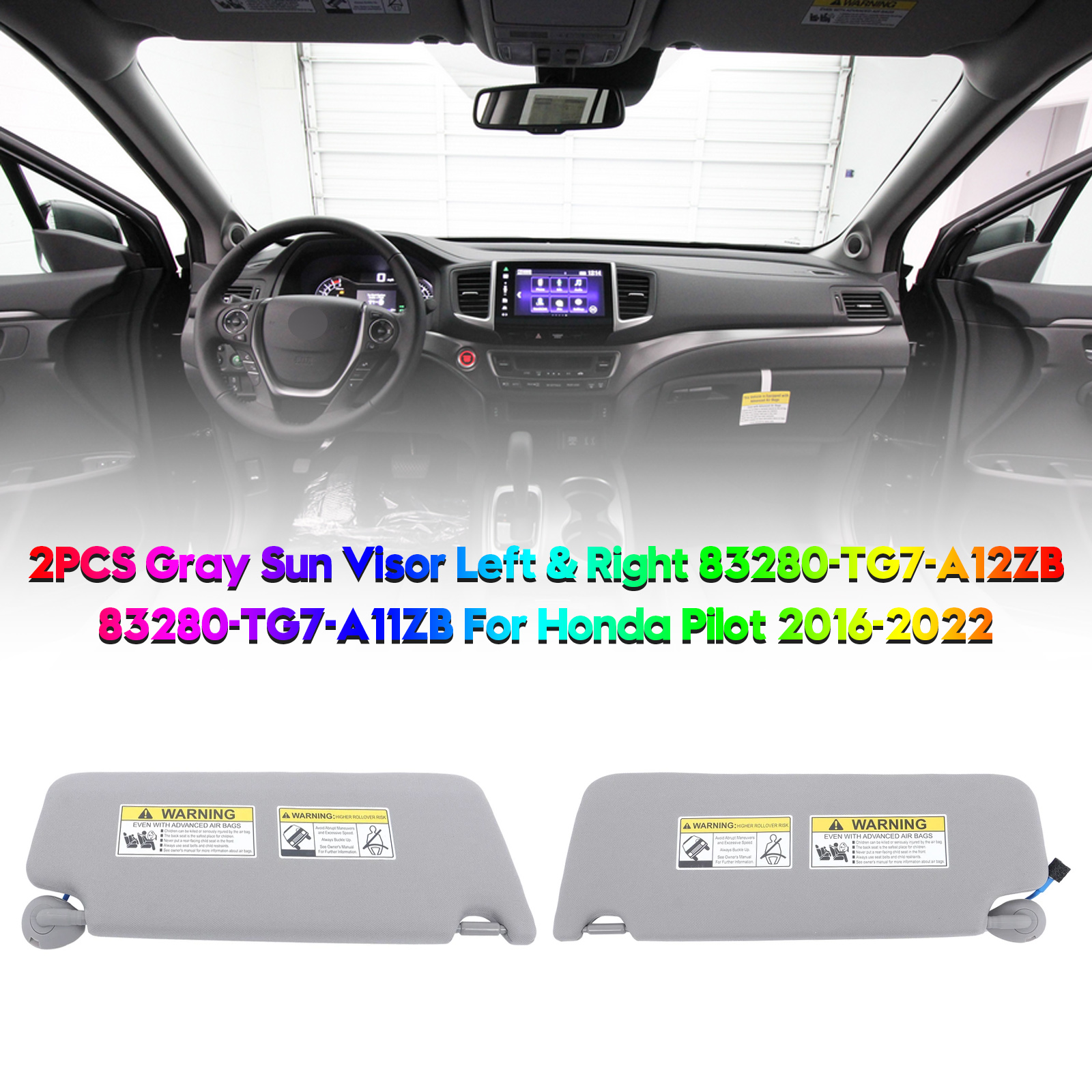 2019-2022 HONDA Passport Gray Left+Right Side Sun Visor 83280-TG7-A12ZB Generic 2019-2022 HONDA Passport Gray Left+Right Side Sun Visor 83280-TG7-A12ZB Generic