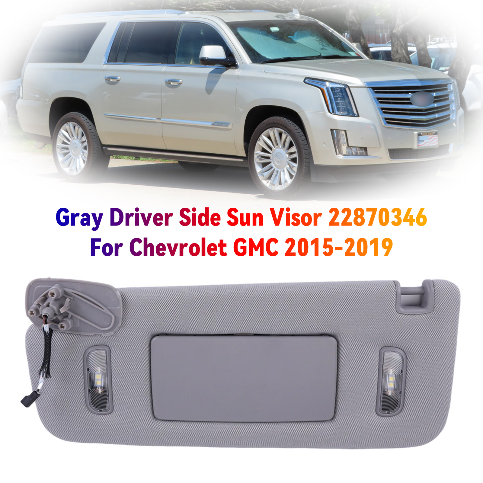 2015-2019 Chevrolet Tahoe Gray Sun Visor Left 22870346 Generic
