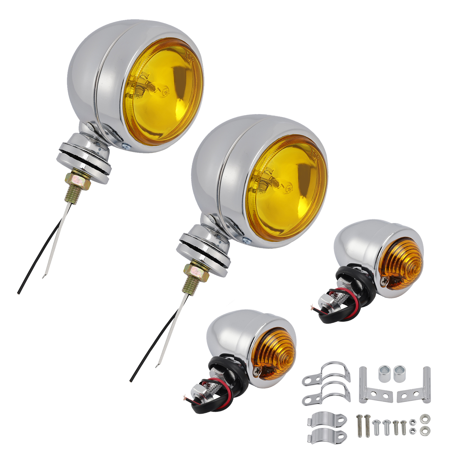 Motorcycle Beam Headlight Fog Lamp Custom Chrome #D20 For Racer Bobber Chopper Motorcycle Beam Headlight Fog Lamp Custom Chrome #D20 For Racer Bobber Chopper