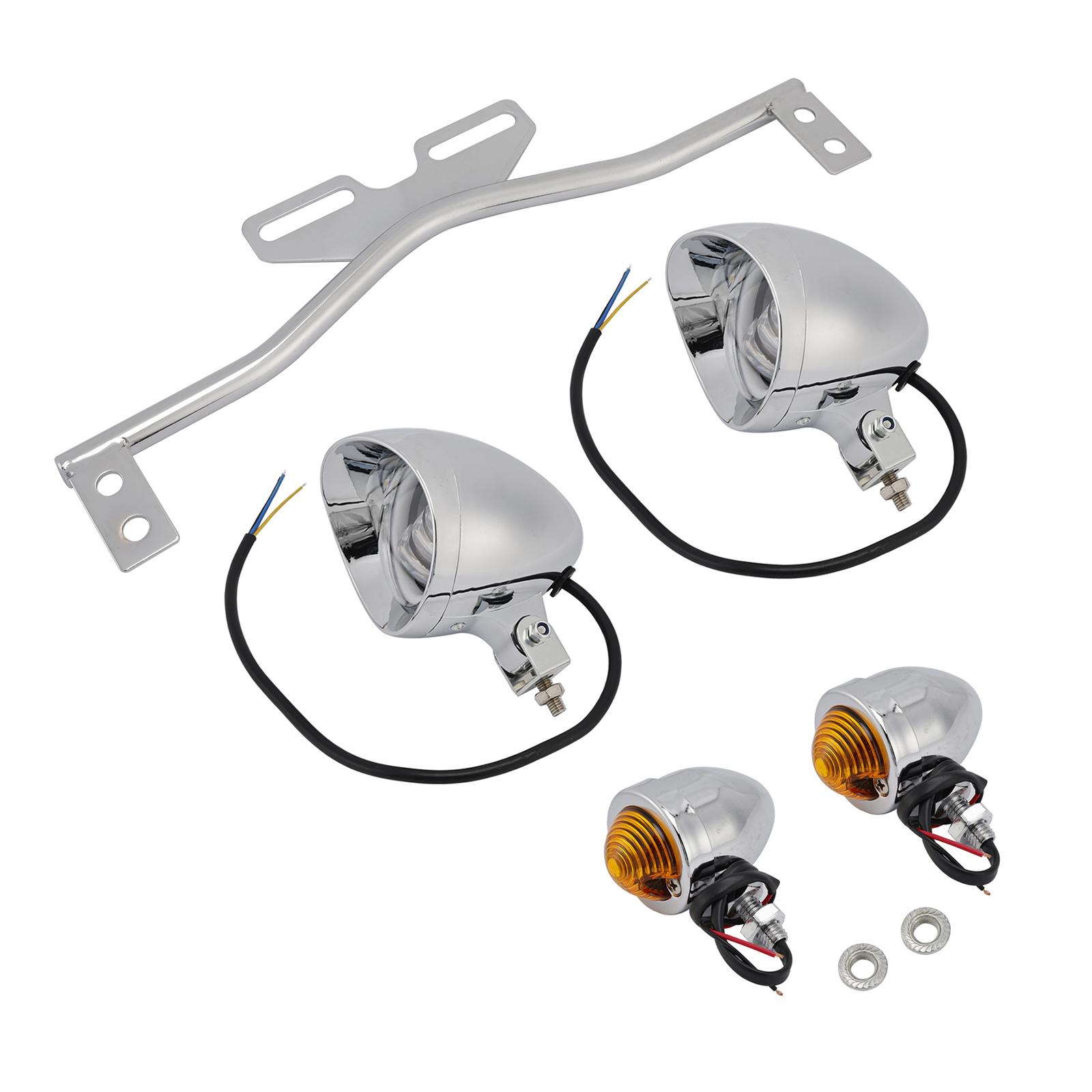 Motorcycle Beam Headlight Fog Lamp Custom Chrome #D21 For Racer Bobber Chopper Motorcycle Beam Headlight Fog Lamp Custom Chrome #D21 For Racer Bobber Chopper