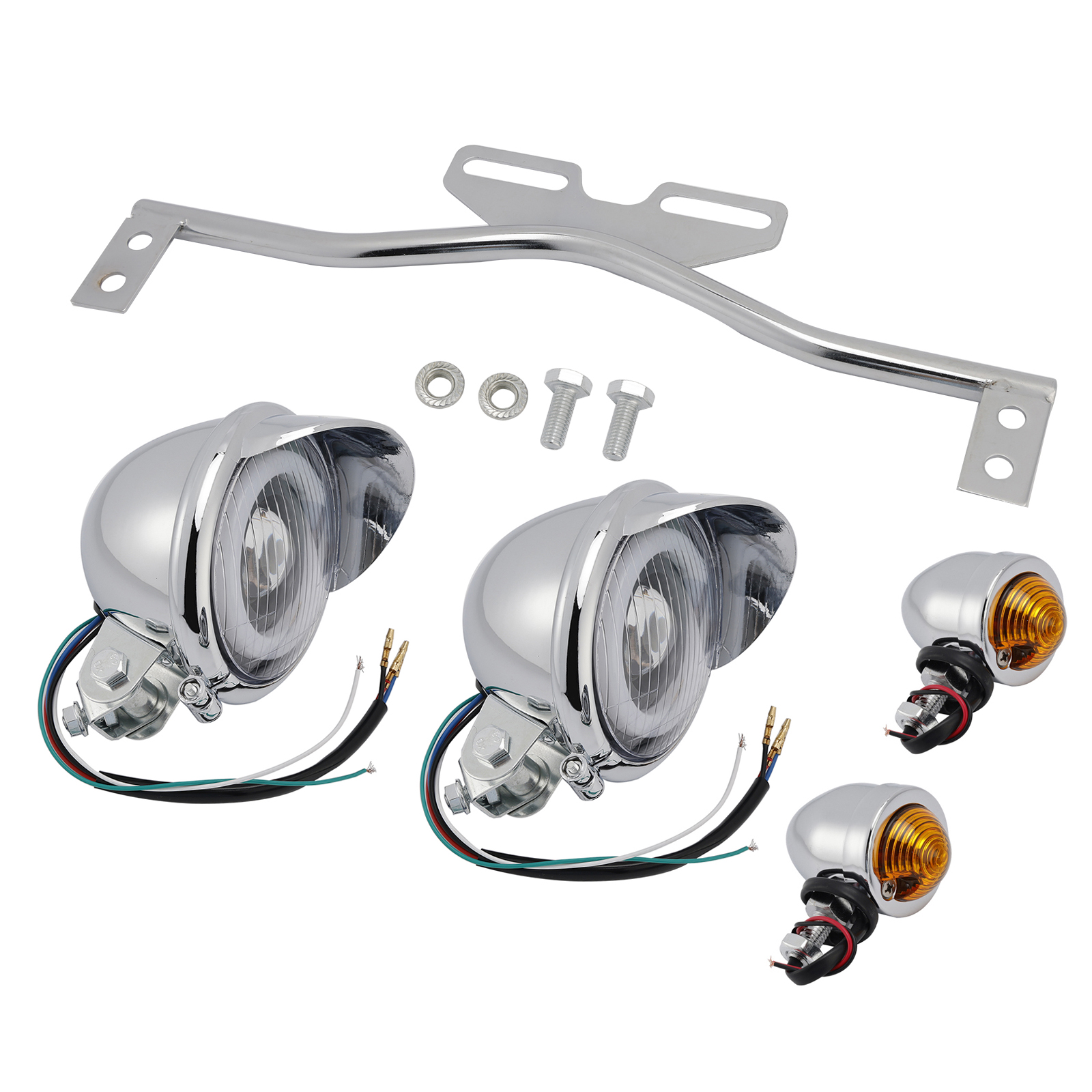 Motorcycle Beam Headlight Fog Lamp Custom Chrome #D22 For Racer Bobber Chopper Motorcycle Beam Headlight Fog Lamp Custom Chrome #D22 For Racer Bobber Chopper