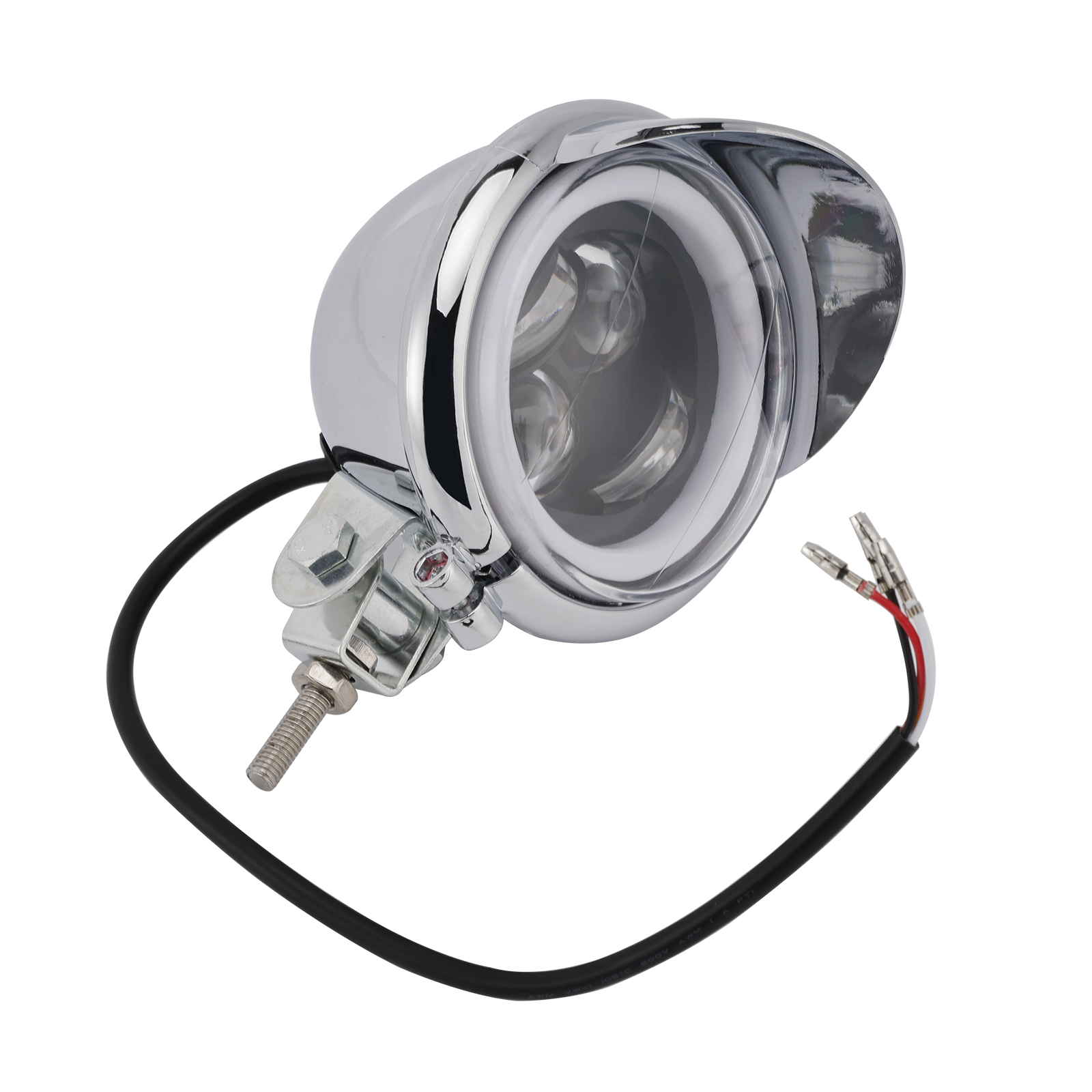 Motorcycle Beam Headlight Fog Lamp Custom Chrome #D62 For Racer Bobber Chopper