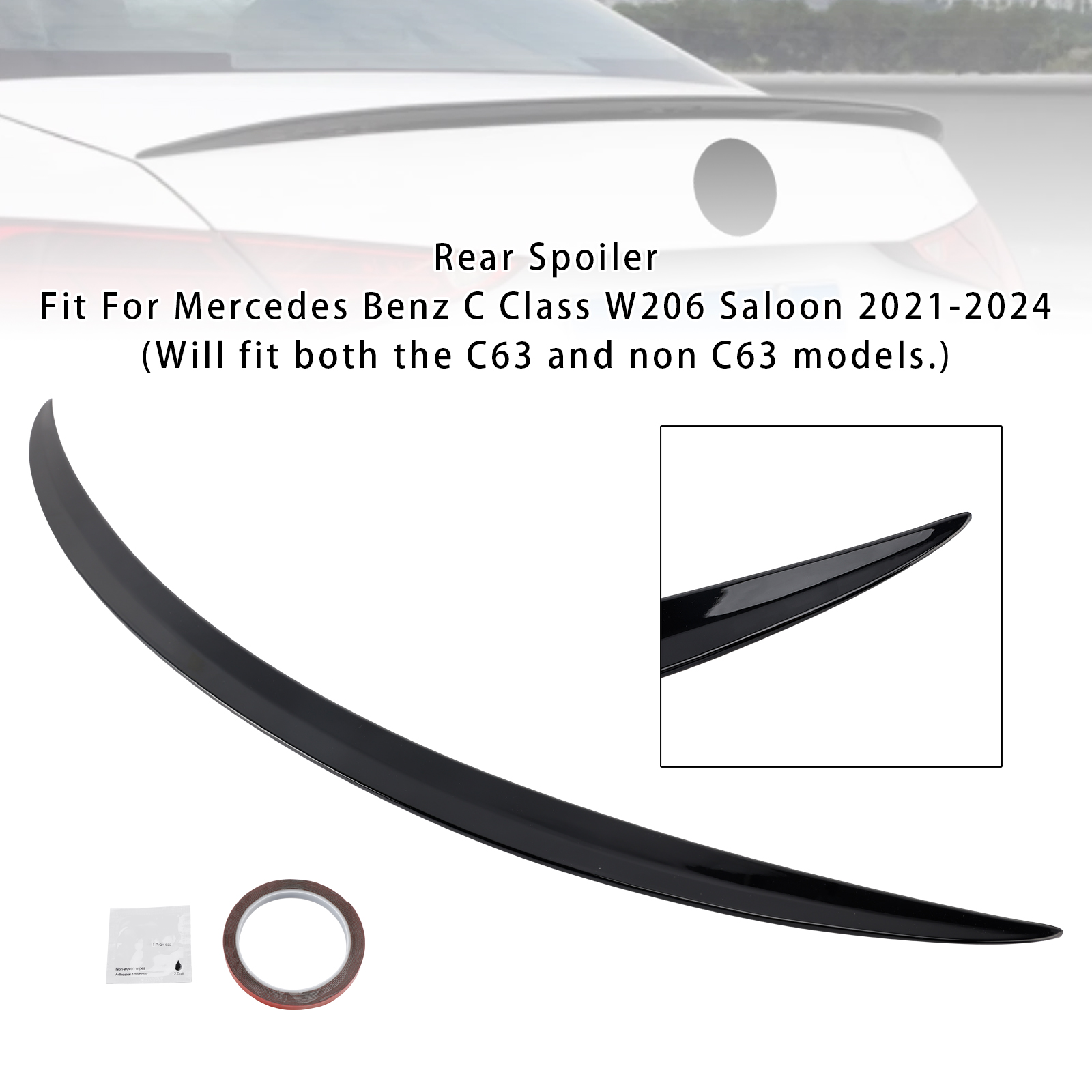 2021-2024 Mercedes Benz C Class W206 Saloon Rear Spoiler Gloss Black Generic