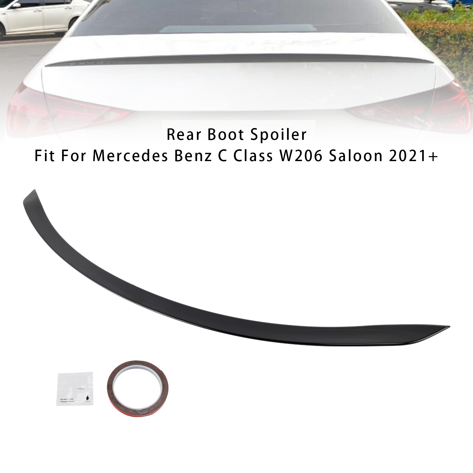 2021+ Mercedes Benz C Class W206 Saloon Rear Spoiler AMG C63 S Style Gloss Black Generic