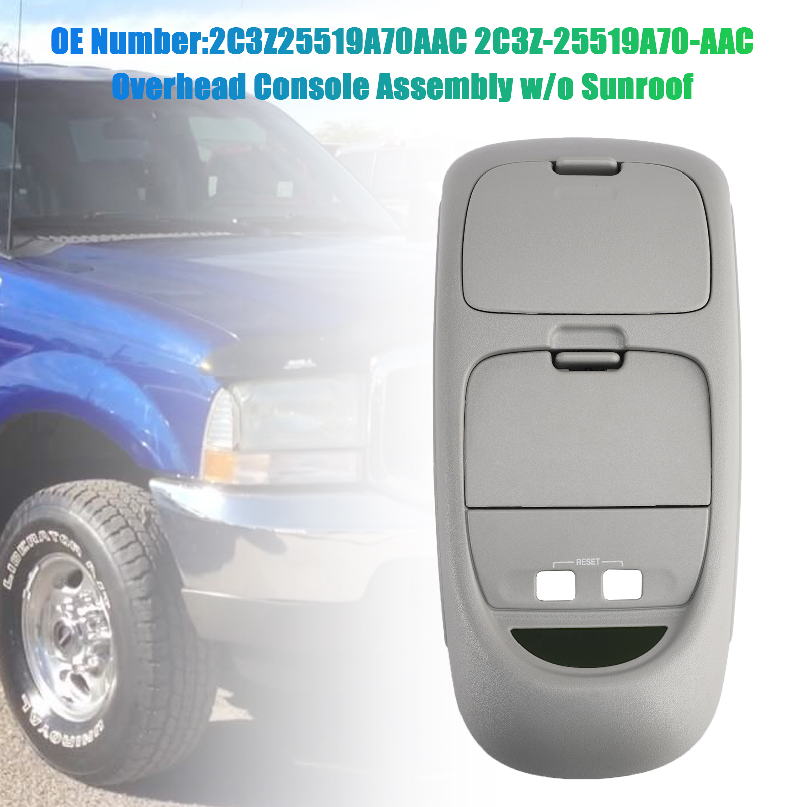 2002-2004 Ford F-250 F-350 F-450 F-550 Super Duty Overhead Console Assembly w/o Sunroof Gray Generic 2002-2004 Ford F-250 F-350 F-450 F-550 Super Duty Overhead Console Assembly w/o Sunroof Gray Generic