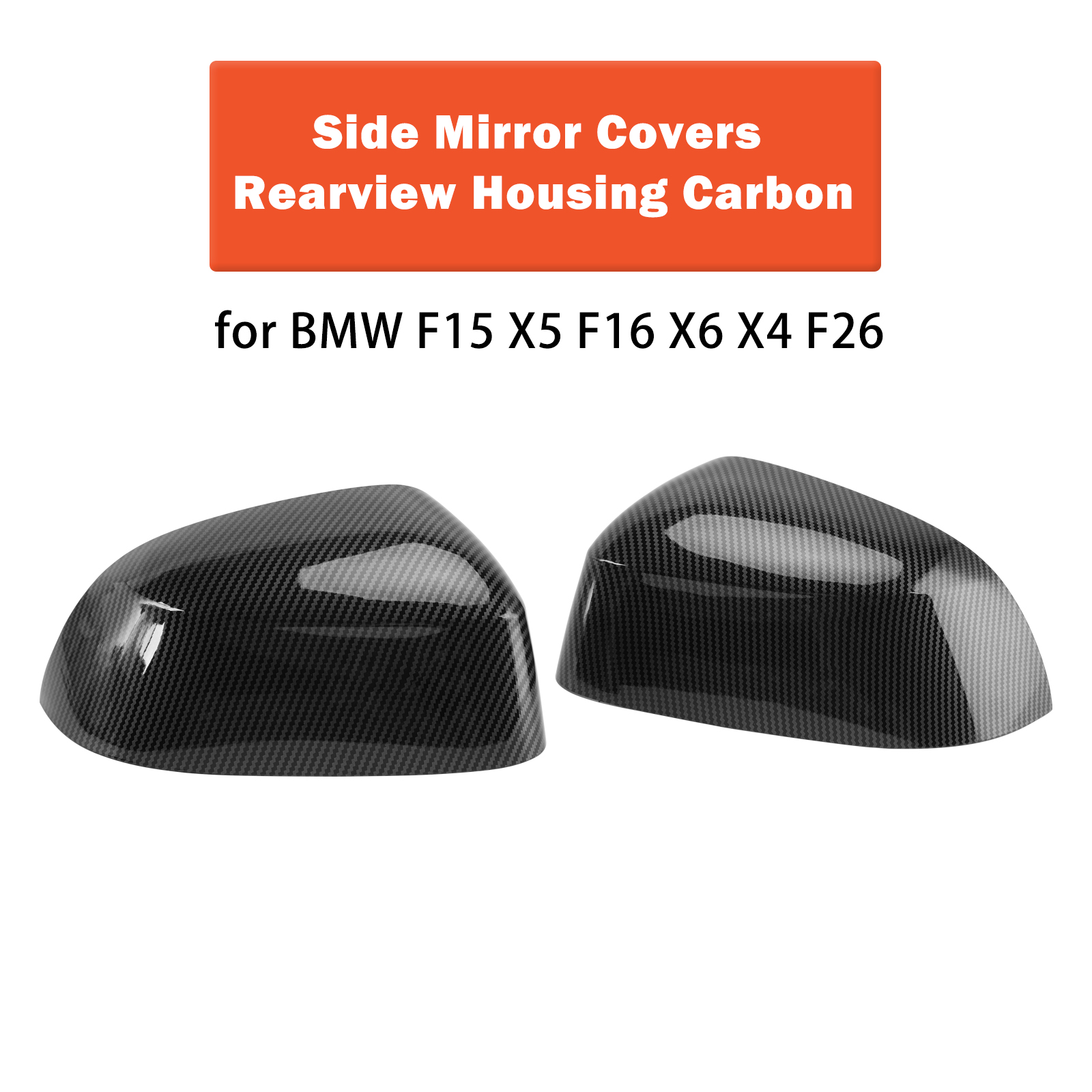 2014-2018 BMW X4 F26 1 Pair Side Mirror Covers Rearview Housing Carbon Fiber Generic 2014-2018 BMW X4 F26 1 Pair Side Mirror Covers Rearview Housing Carbon Fiber Generic