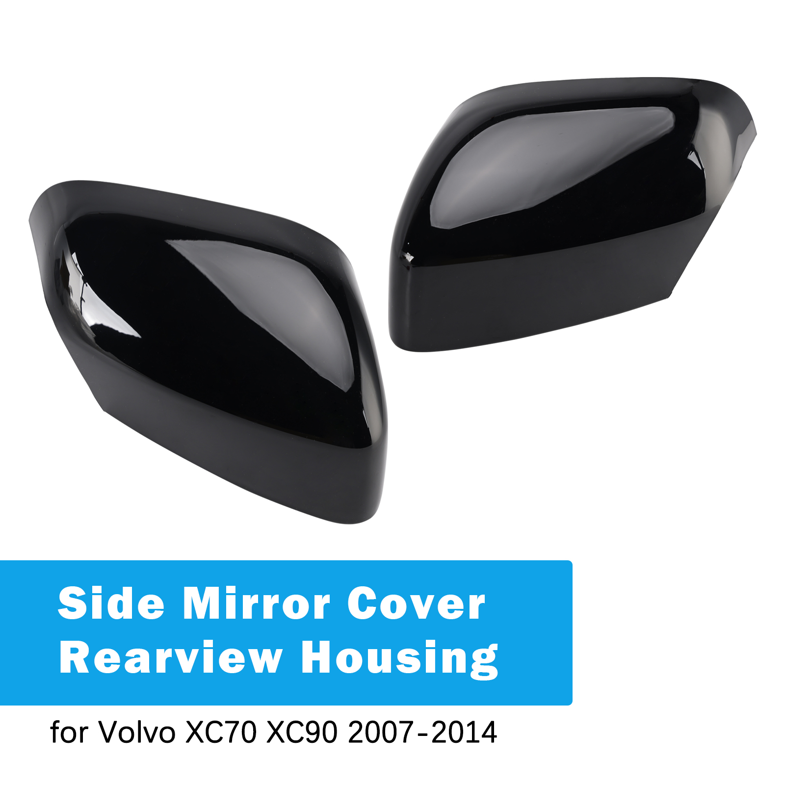 2007-2014 Volvo XC70 XC90 1 Pair Side Mirror Cover Rearview Housing Black Generic