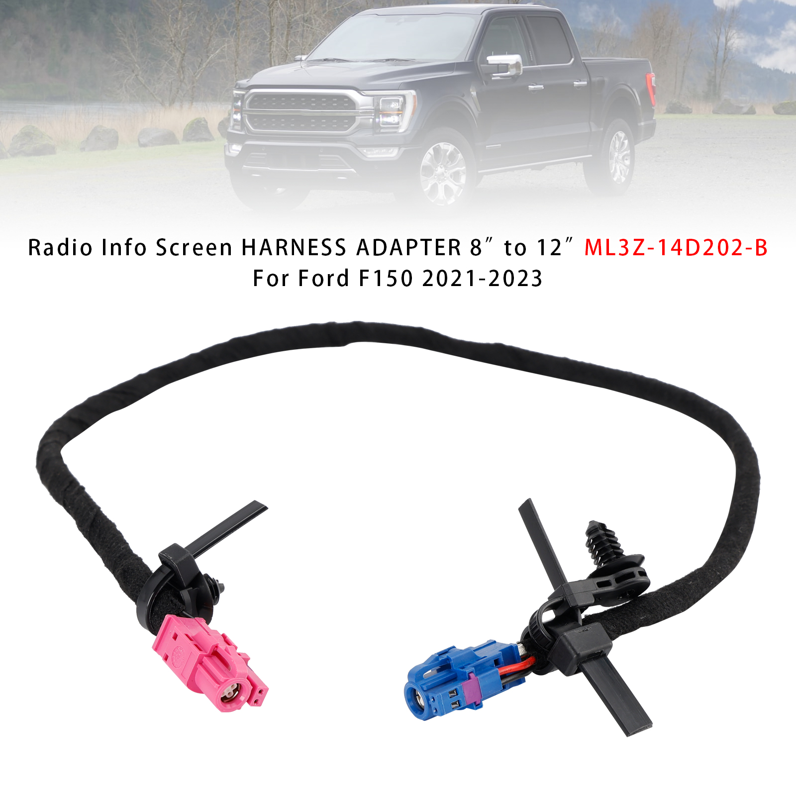 2021-2023 Ford F150 Radio Info Screen HARNESS ADAPTER 8' to 12' ML3Z-14D202-B Generic