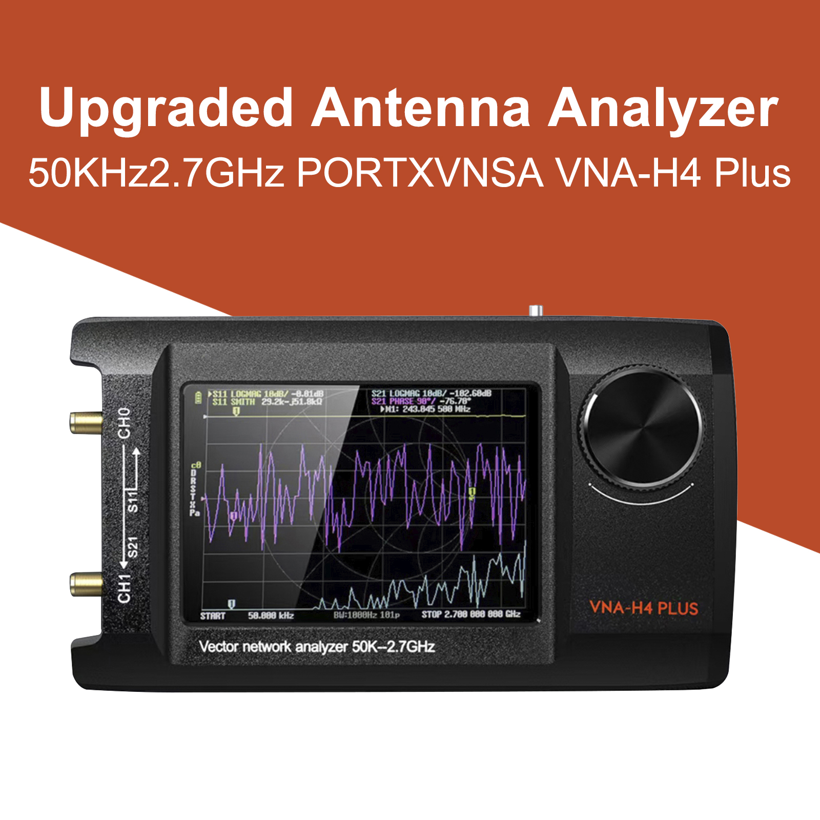 NanoVNA-H4 4" LCD 50KHz~2.7GHz VNA HF VHF UHF UV Vector Network Analyzer