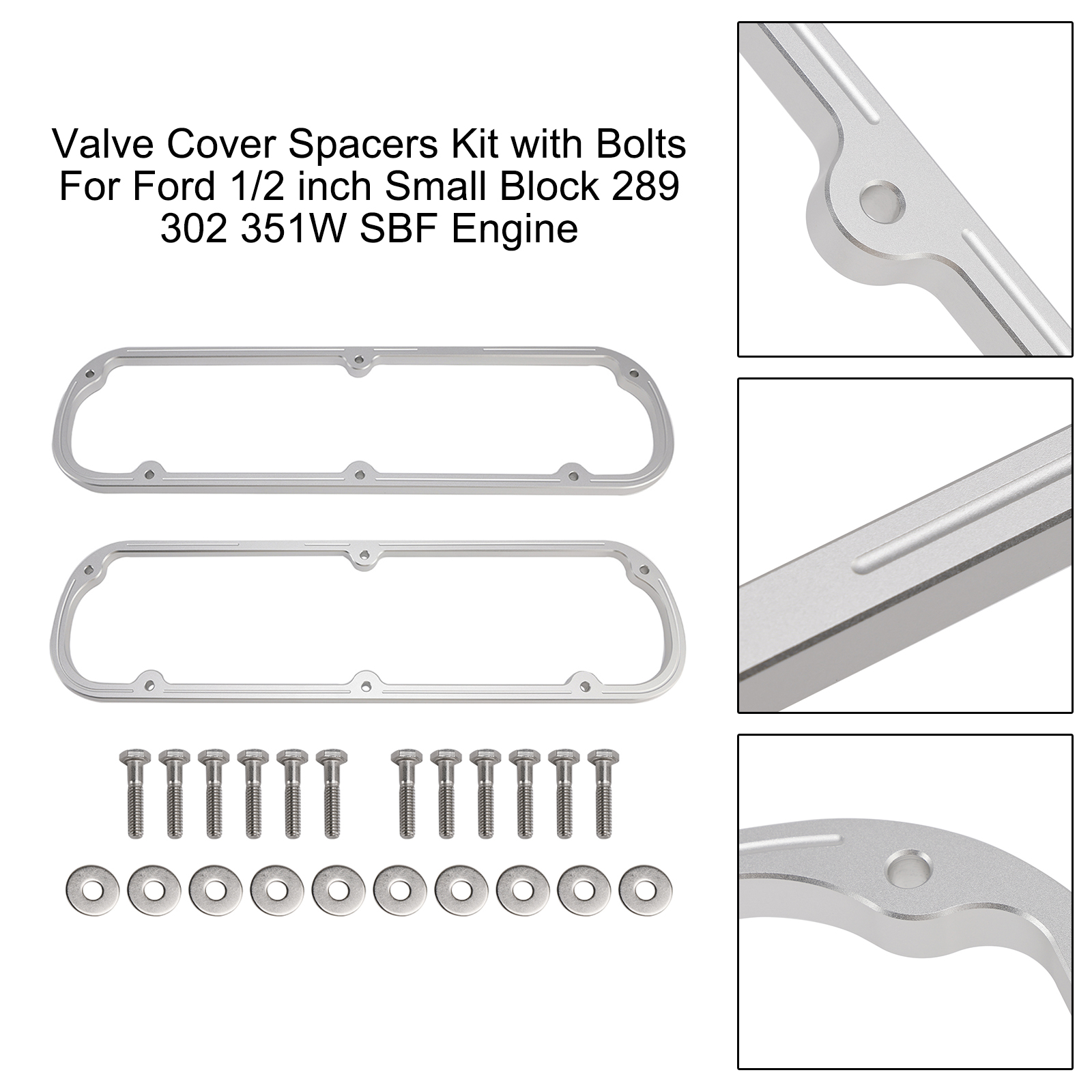 Ford Small Block 289 302 351W SBF V8 Engine Valve Cover Spacers Kit with Bolts Generic