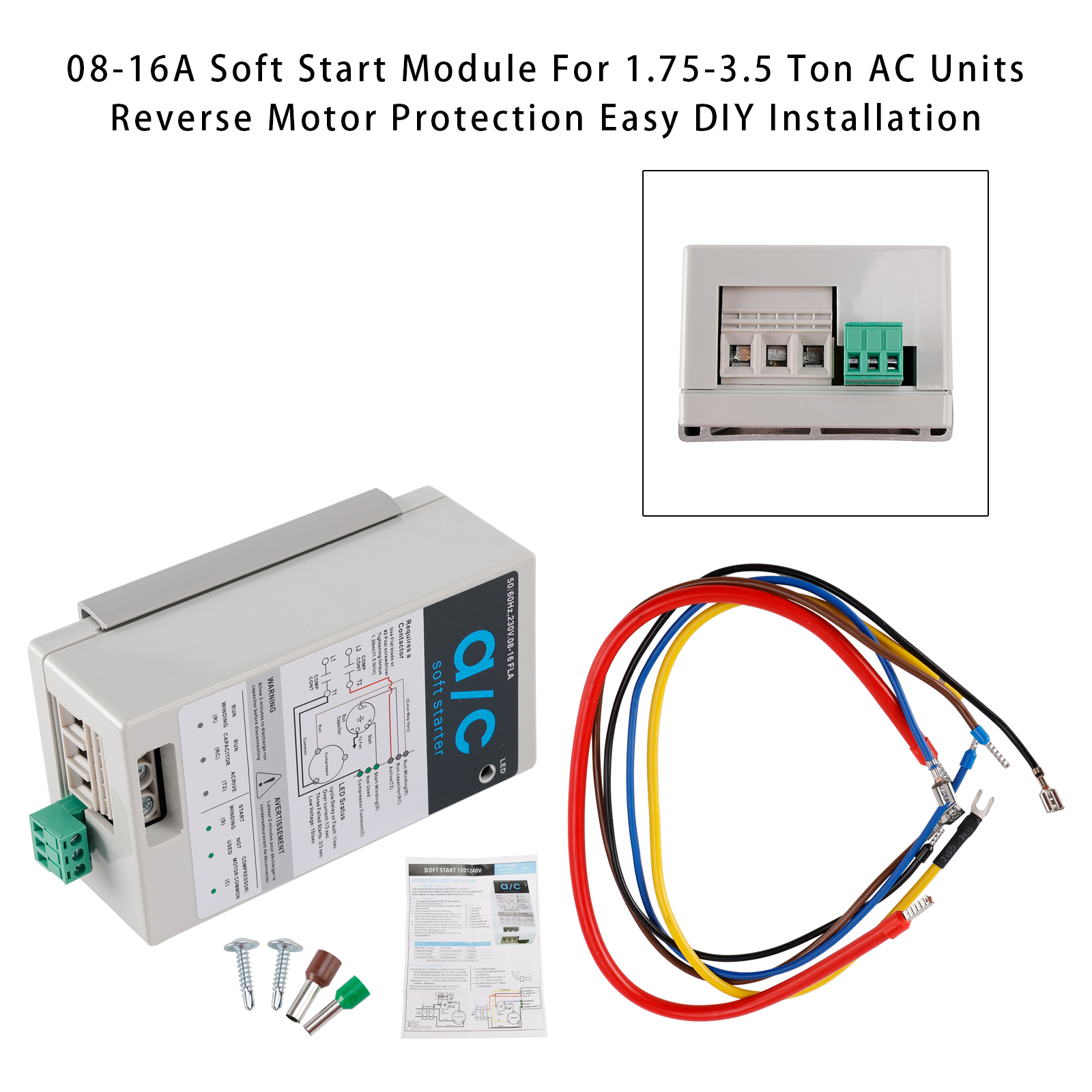 08-16A Soft Start Module For 1.75-3.5 Ton AC Units  Reverse Motor Protection Easy DIY Installation