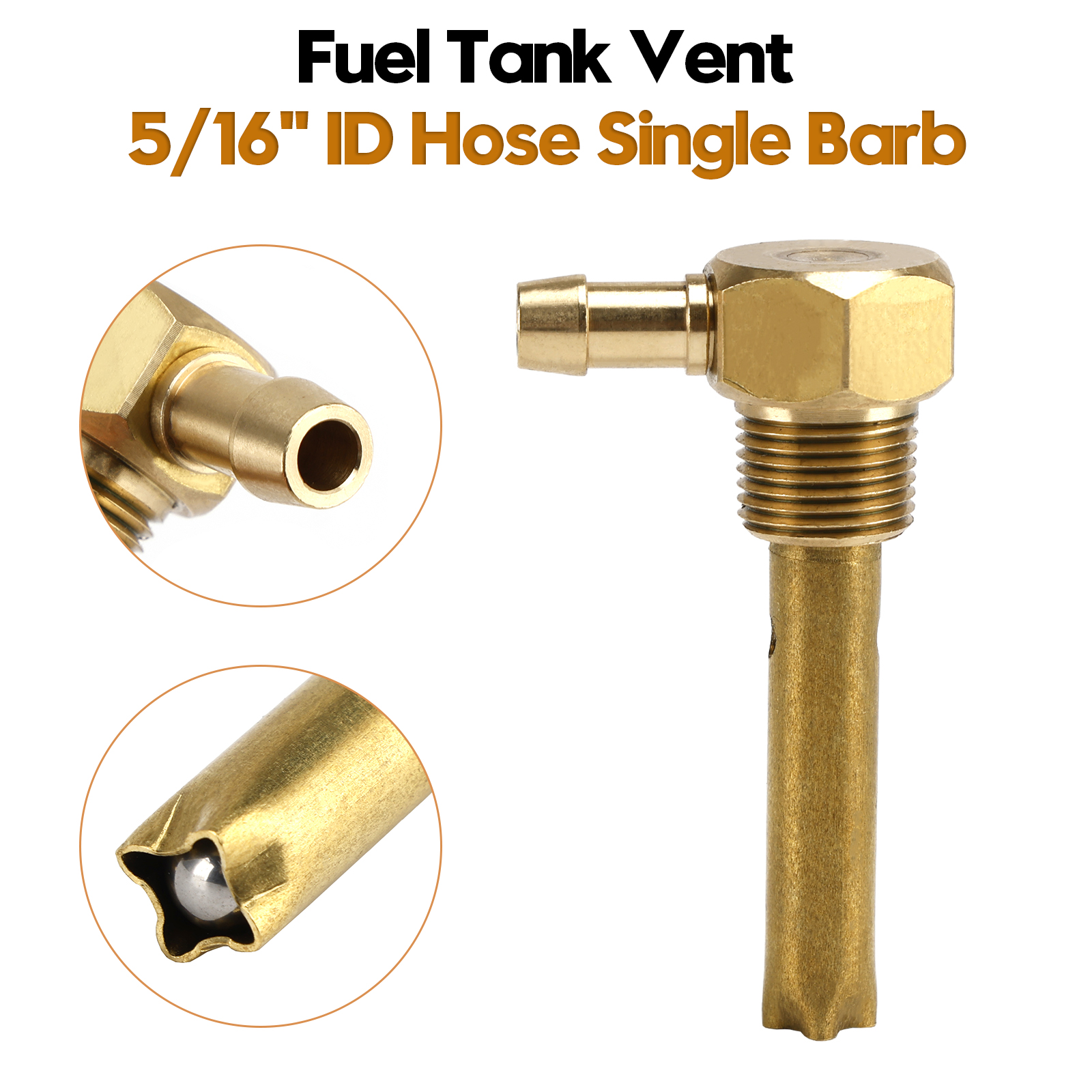 5/16" ID Hose Fuel Tank Vent 3/8"-18NPTF Thread For both small and large tanks