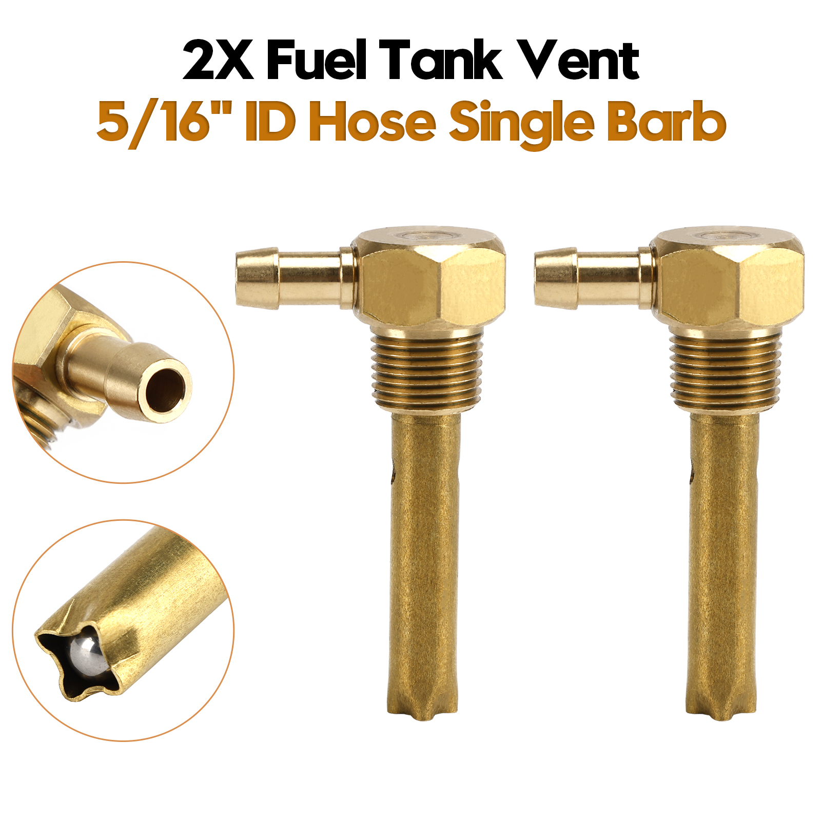 2x 5/16" ID Hose Fuel Tank Vent 3/8"-18NPTF Thread For both small and large tanks