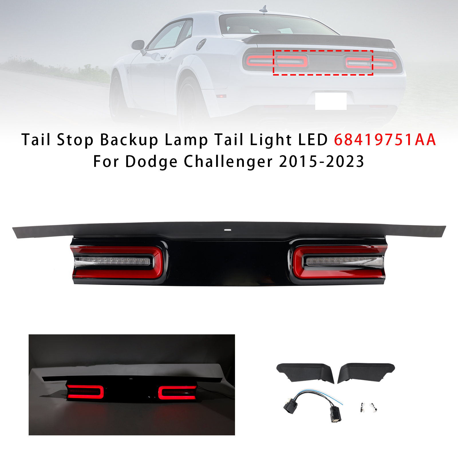 2015-2023 Dodge Challenger SRT Hellcat Tail Stop Backup Lamp Tail Light LED 68419751AA Generic