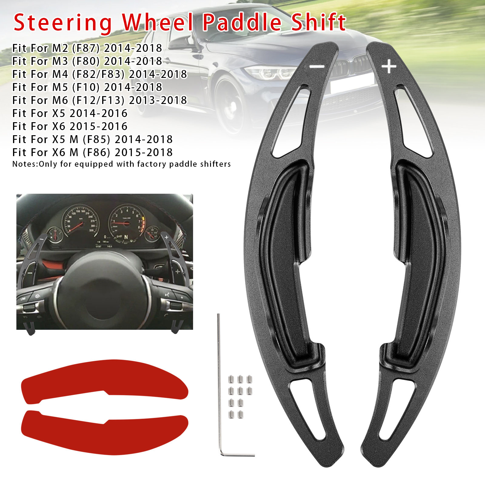 2014-2018 BMW X5 X6 X5M X6M Steering Wheel Paddle Shifter Extension Aluminium Black Generic