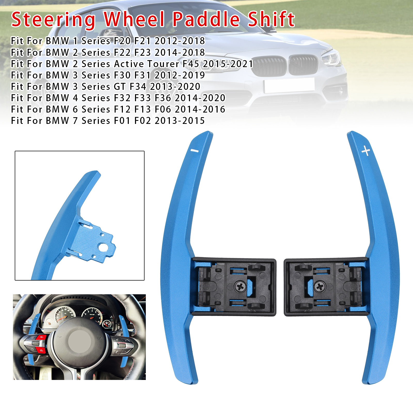 2012-2020 BMW F10 F12 F15 F16 Paddle Shifter Extension Aluminium Blue Generic