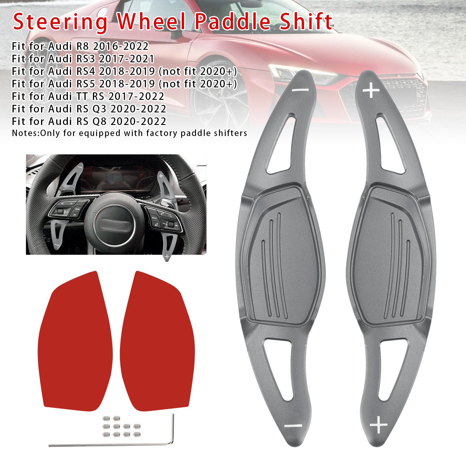 2017-2022 Audi TT RS Q3 Q8 Steering Wheel Paddle Shifter Extension Aluminium Gray Generic