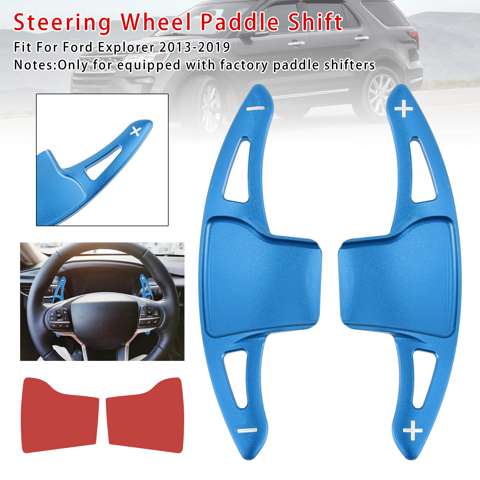 2013-2019 Ford Explorer Steering Wheel Paddle Shifter Extension Aluminium Blue Generic