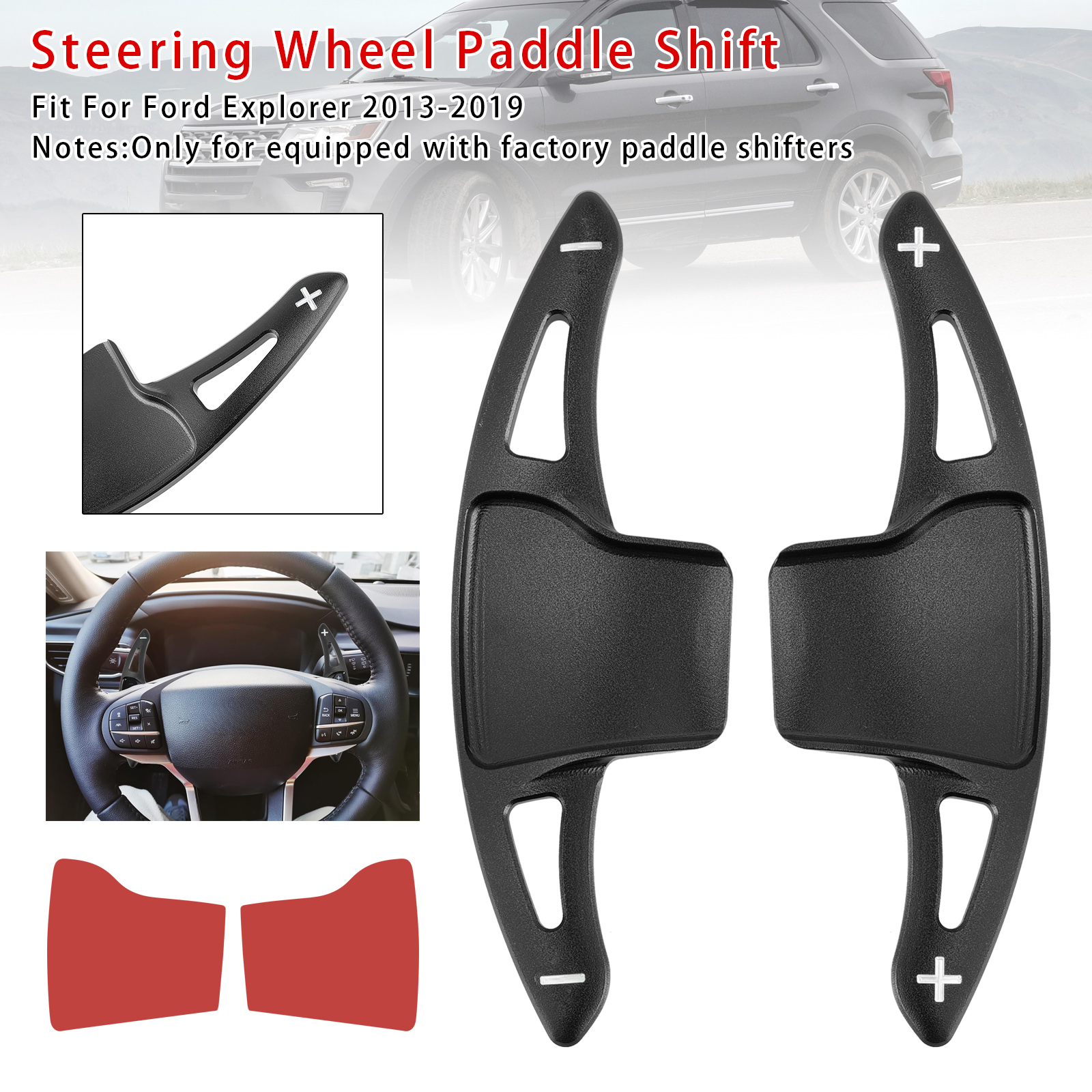 2013-2019 Ford Explorer Steering Wheel Paddle Shifter Extension Aluminium Black Generic