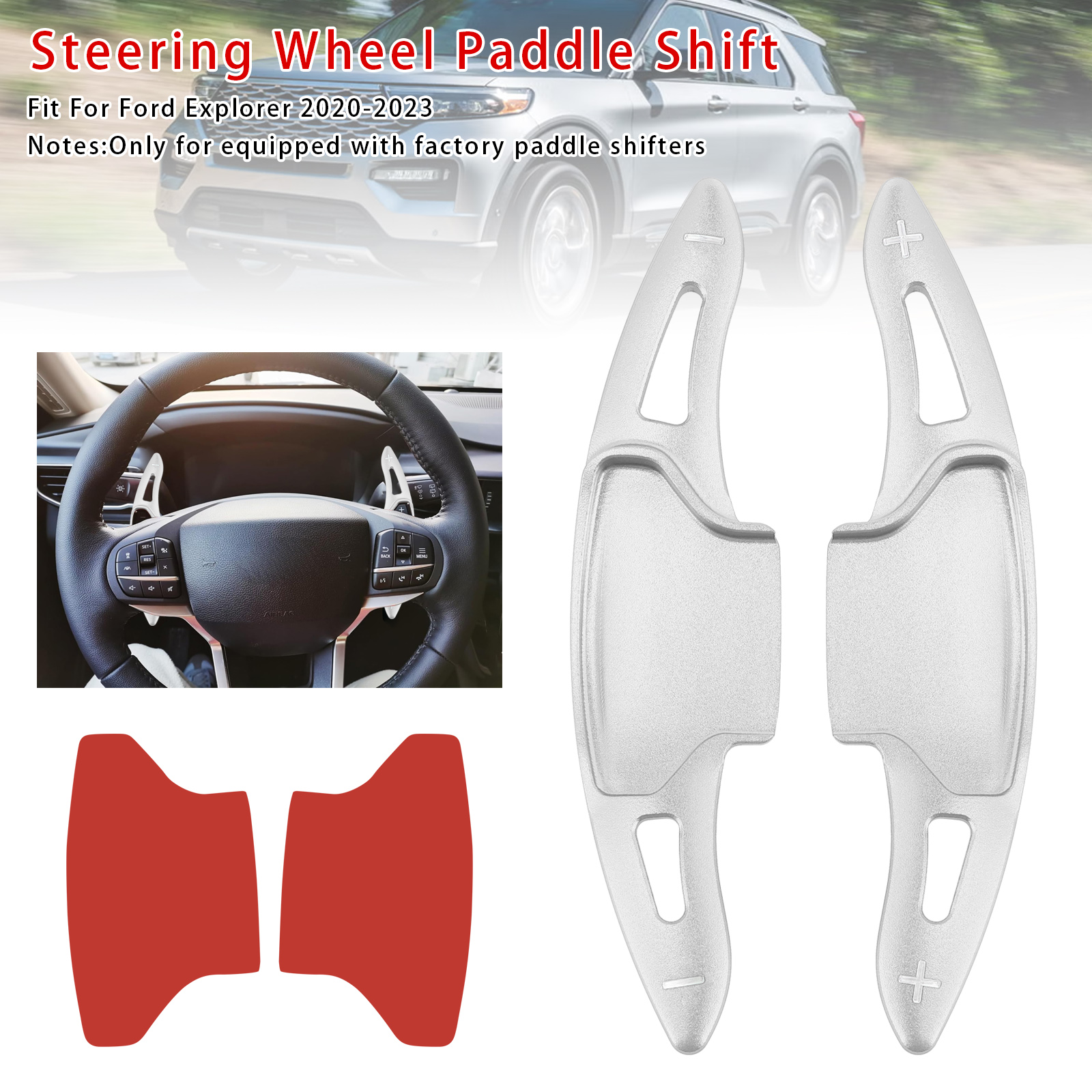 2020-2024 Ford Explorer Steering Wheel Paddle Shifter Extension Aluminium Silver Generic