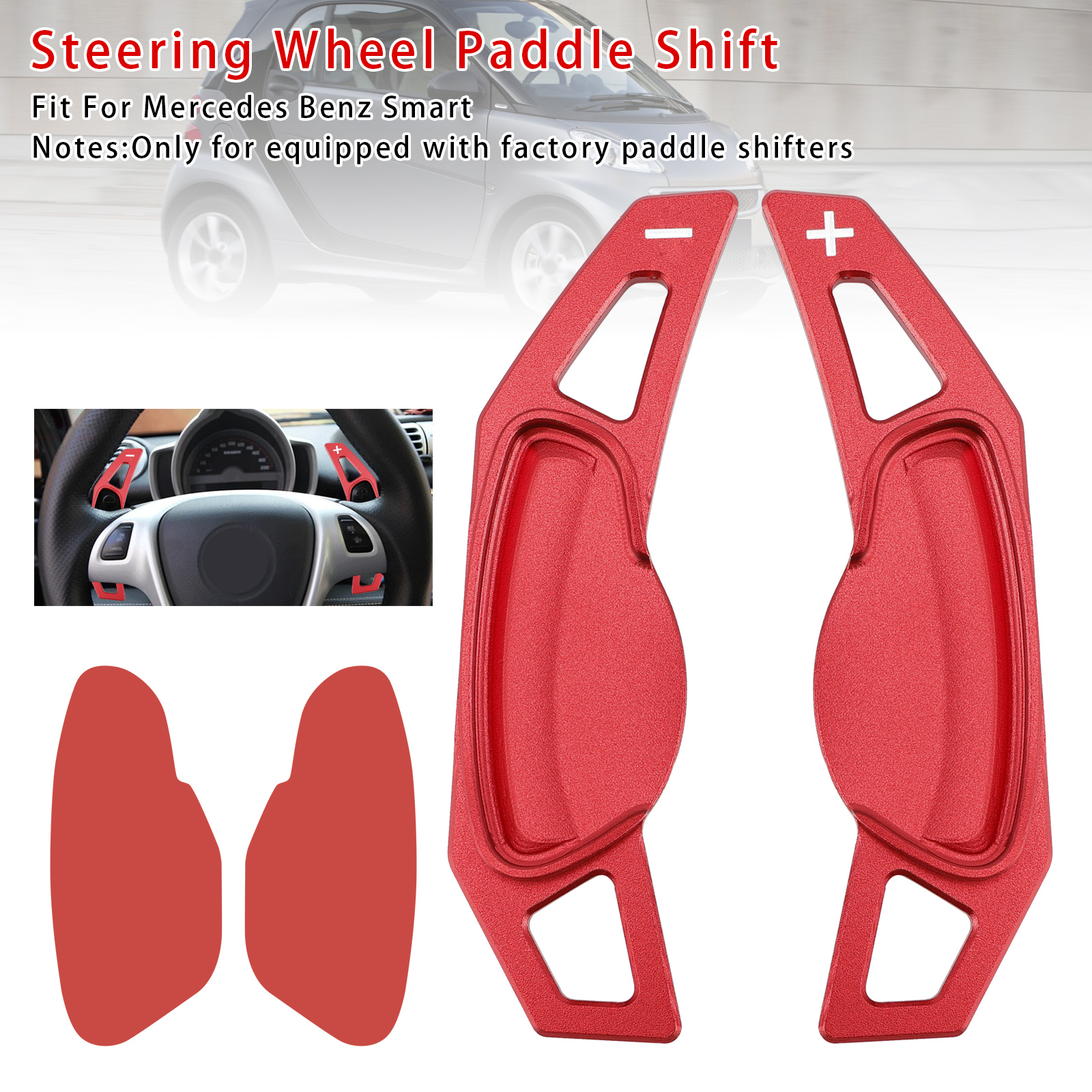 Mercedes Benz Smart Steering Wheel Paddle Shifter Extension Aluminium Red Generic