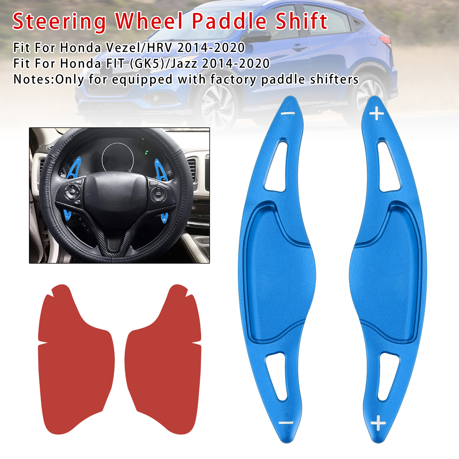 2014-2020 Honda FIT (GK5)/Jazz Steering Wheel Paddle Shifter Extension Aluminium Blue Generic