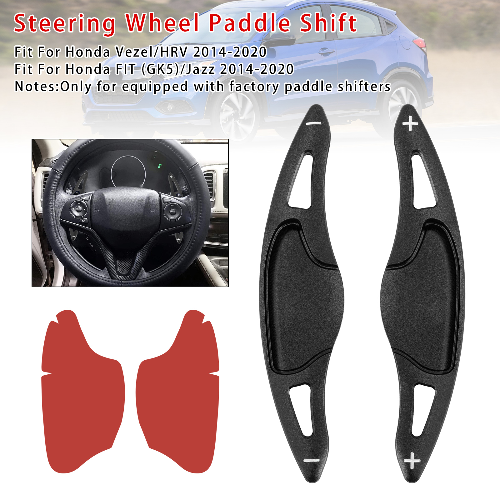 2014-2020 Honda Vezel/HRV Steering Wheel Paddle Shifter Extension Aluminium Black Generic